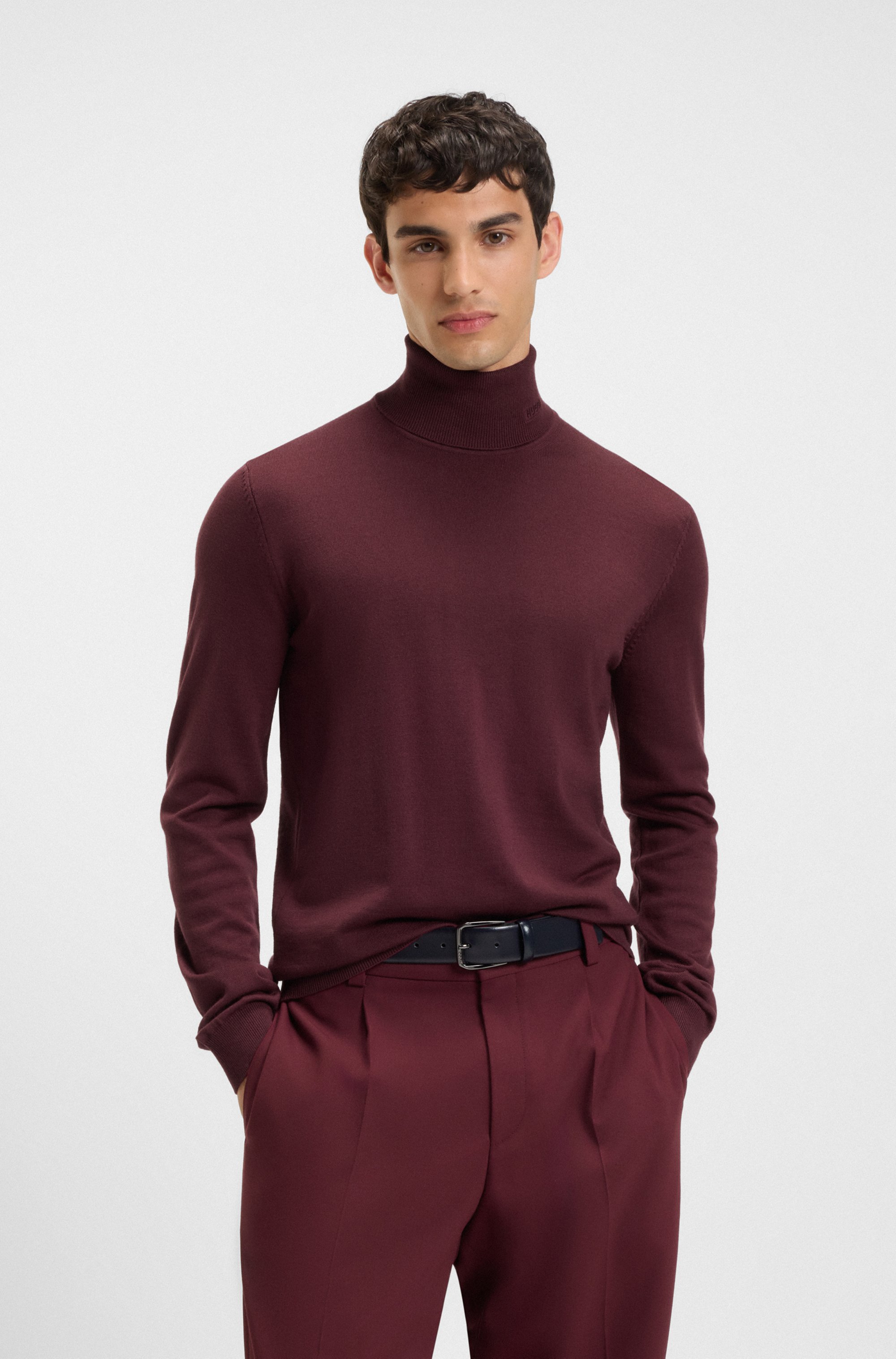 Regular-fit rollneck sweater in virgin wool