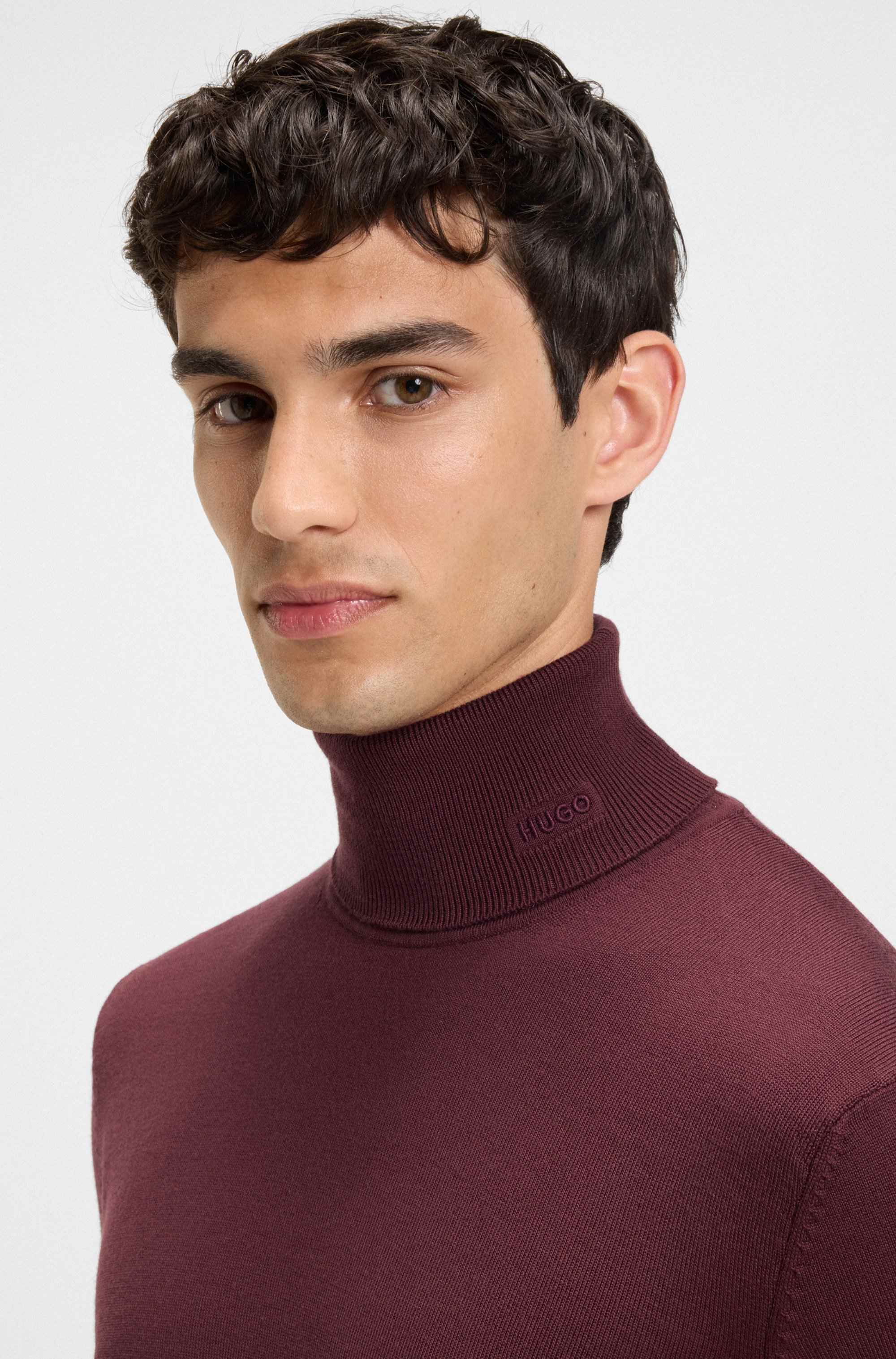 Regular-fit rollneck sweater in virgin wool