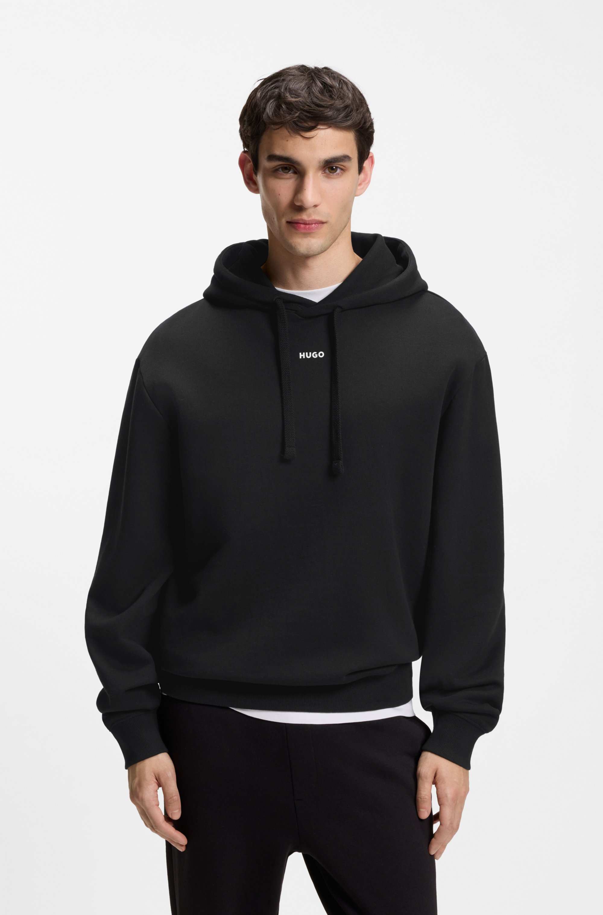 Cotton-terry hoodie with logo print
