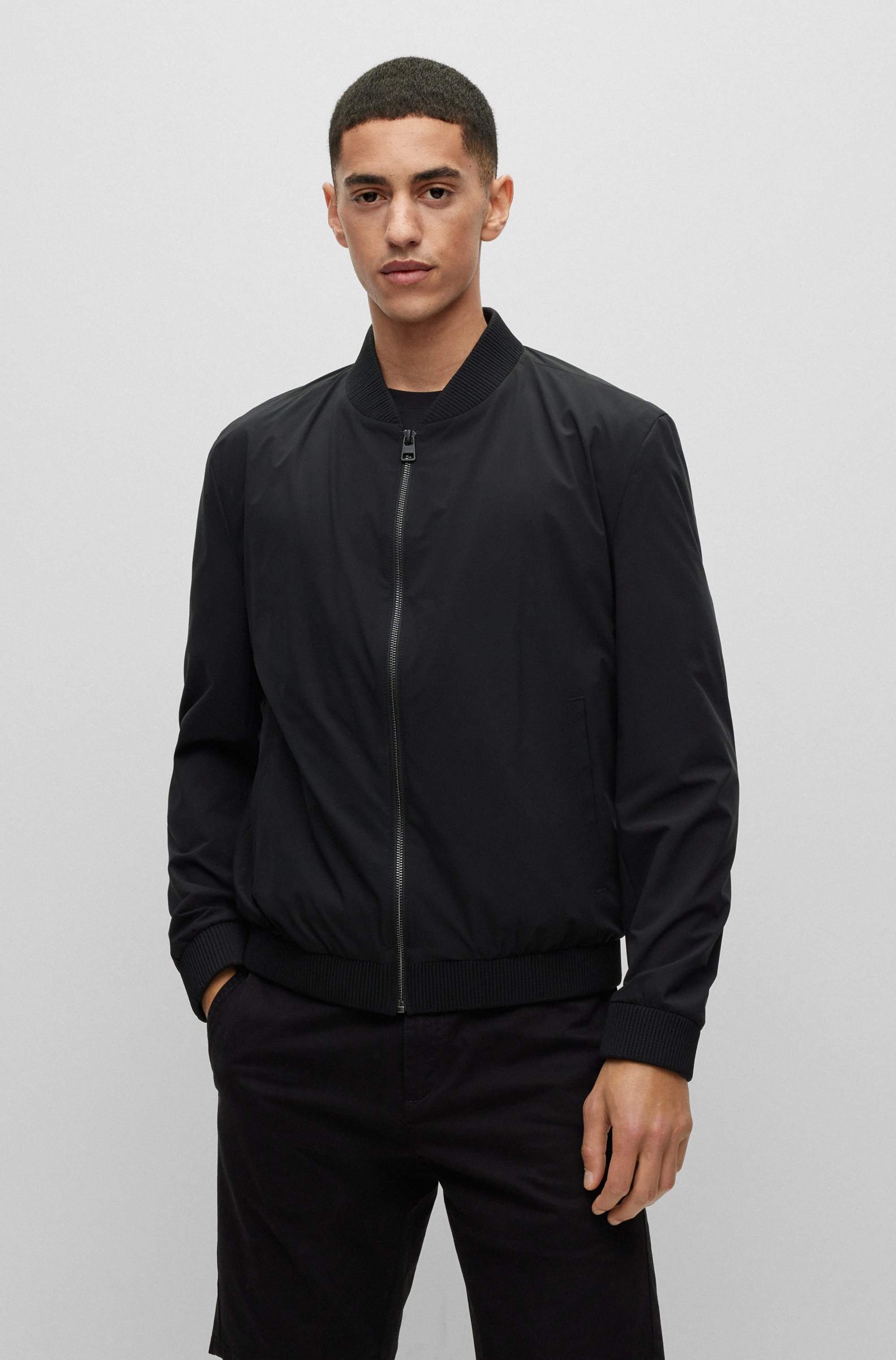 Packable slim-fit jacket with red lining