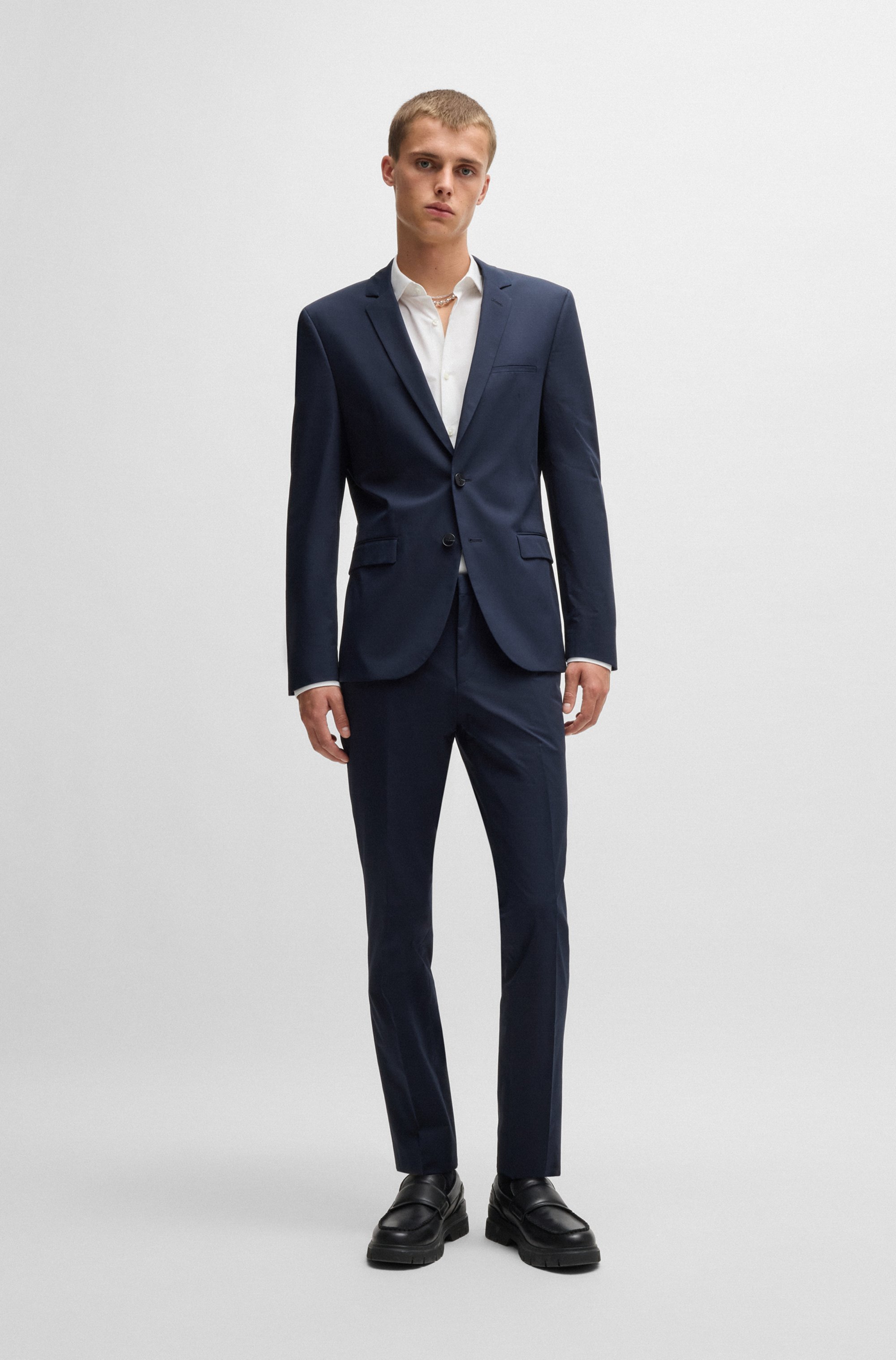Extra-slim-fit suit in stretch cotton