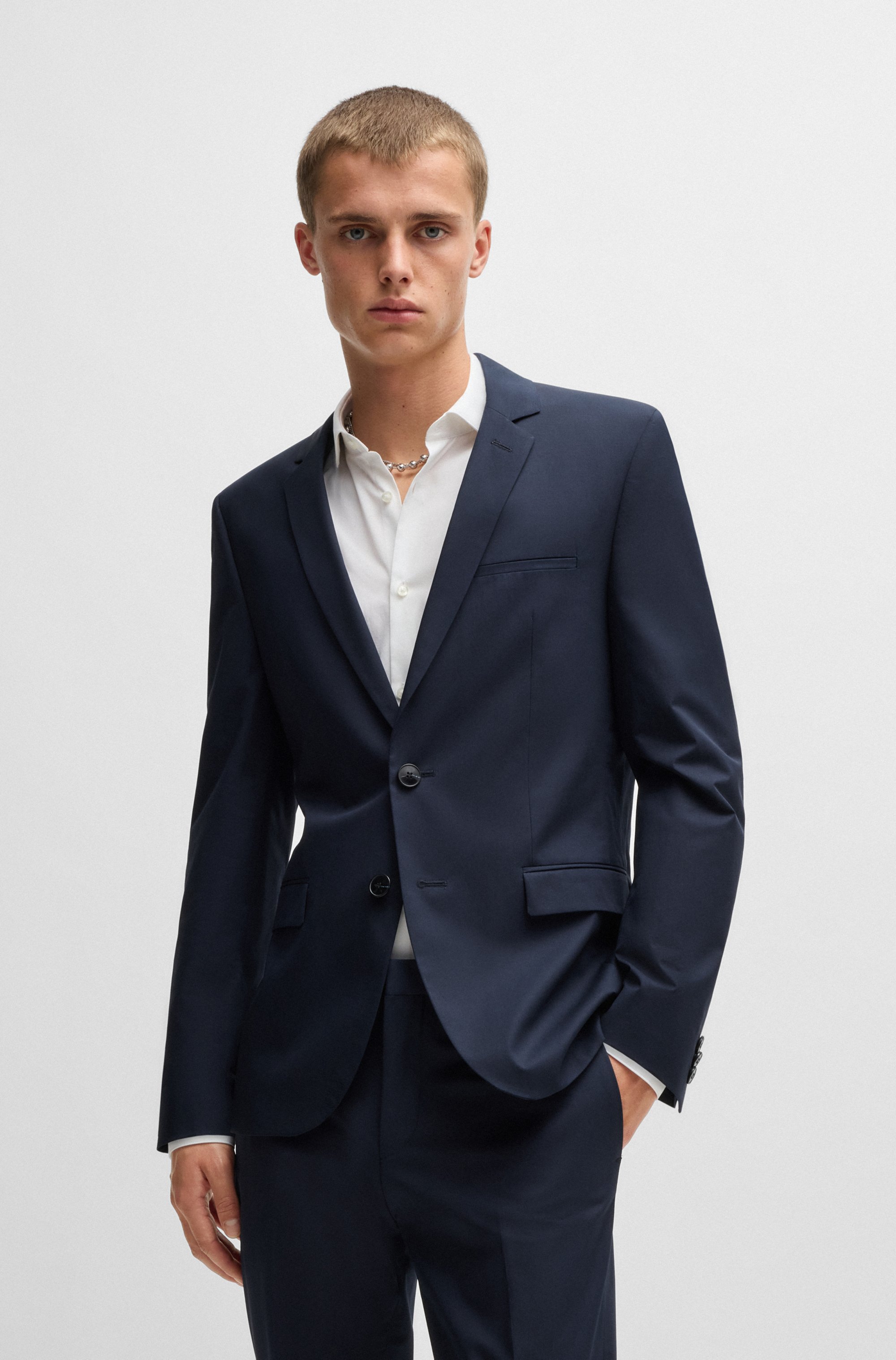 Extra-slim-fit suit in stretch cotton