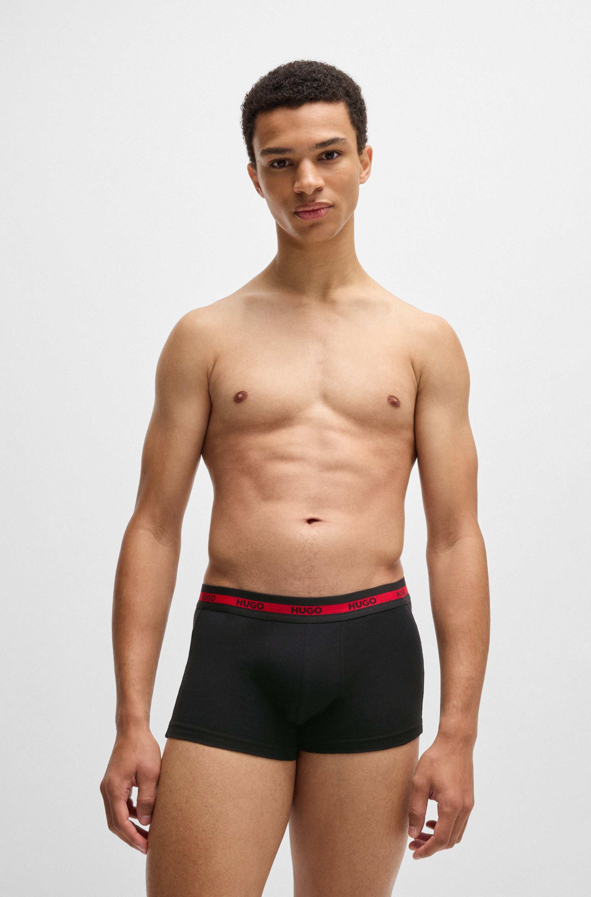 Three-pack of stretch-cotton trunks with logo waistbands
