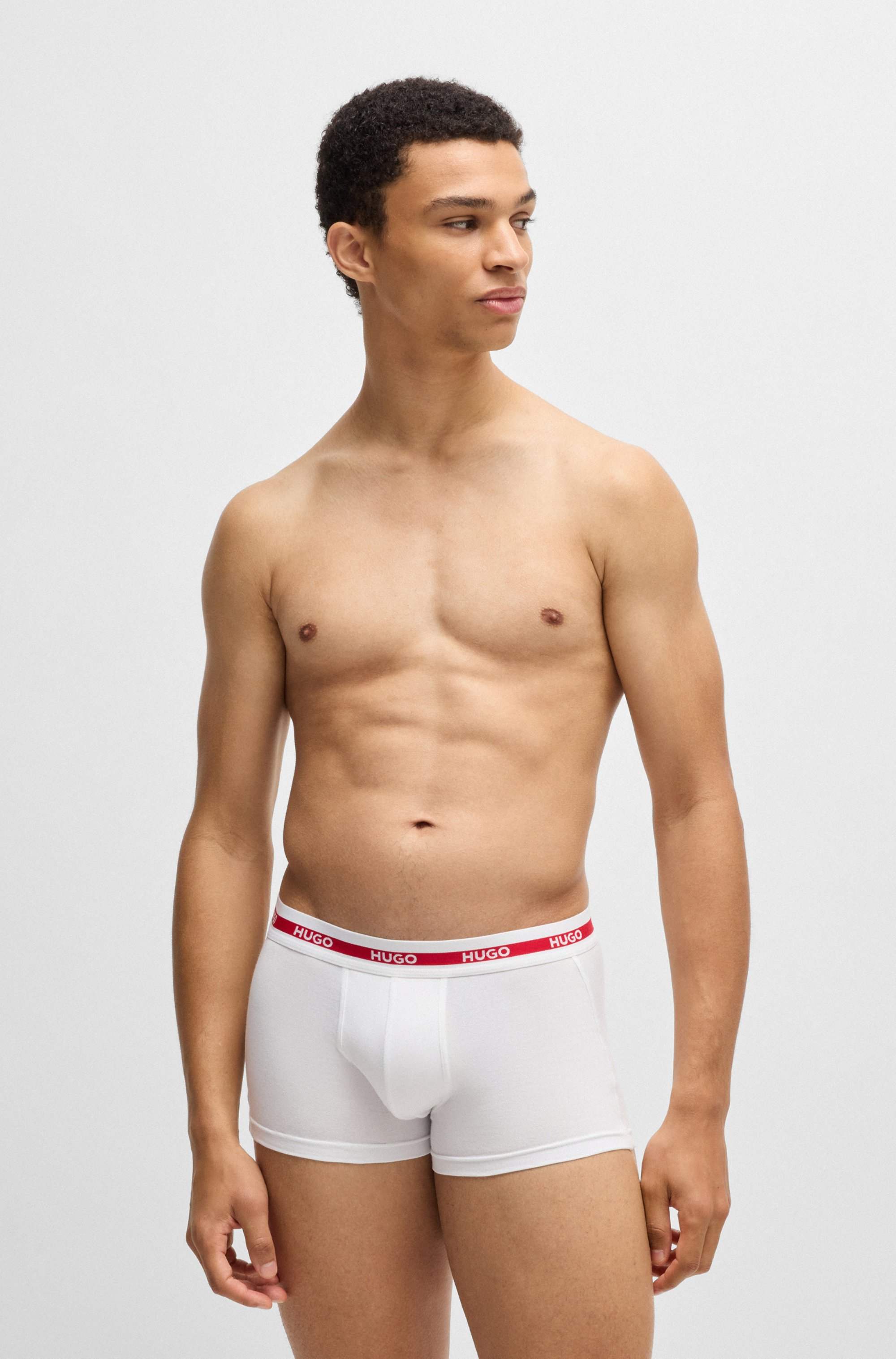 Three-pack of stretch-cotton trunks with logo waistbands