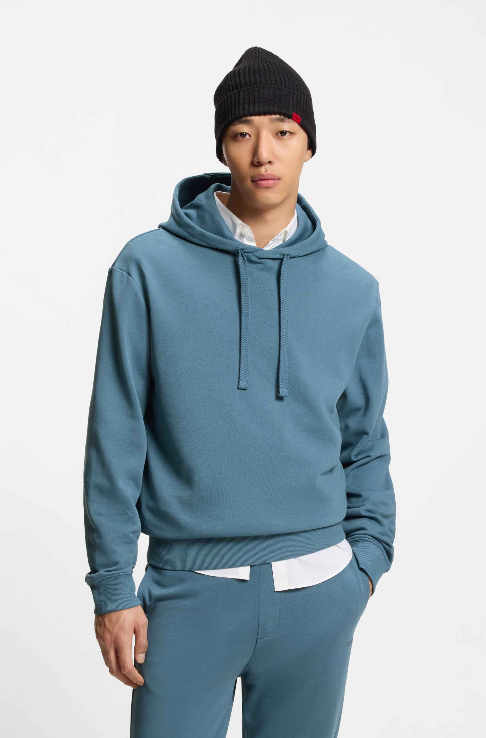 Two-piece logo-print tracksuit set in cotton terry