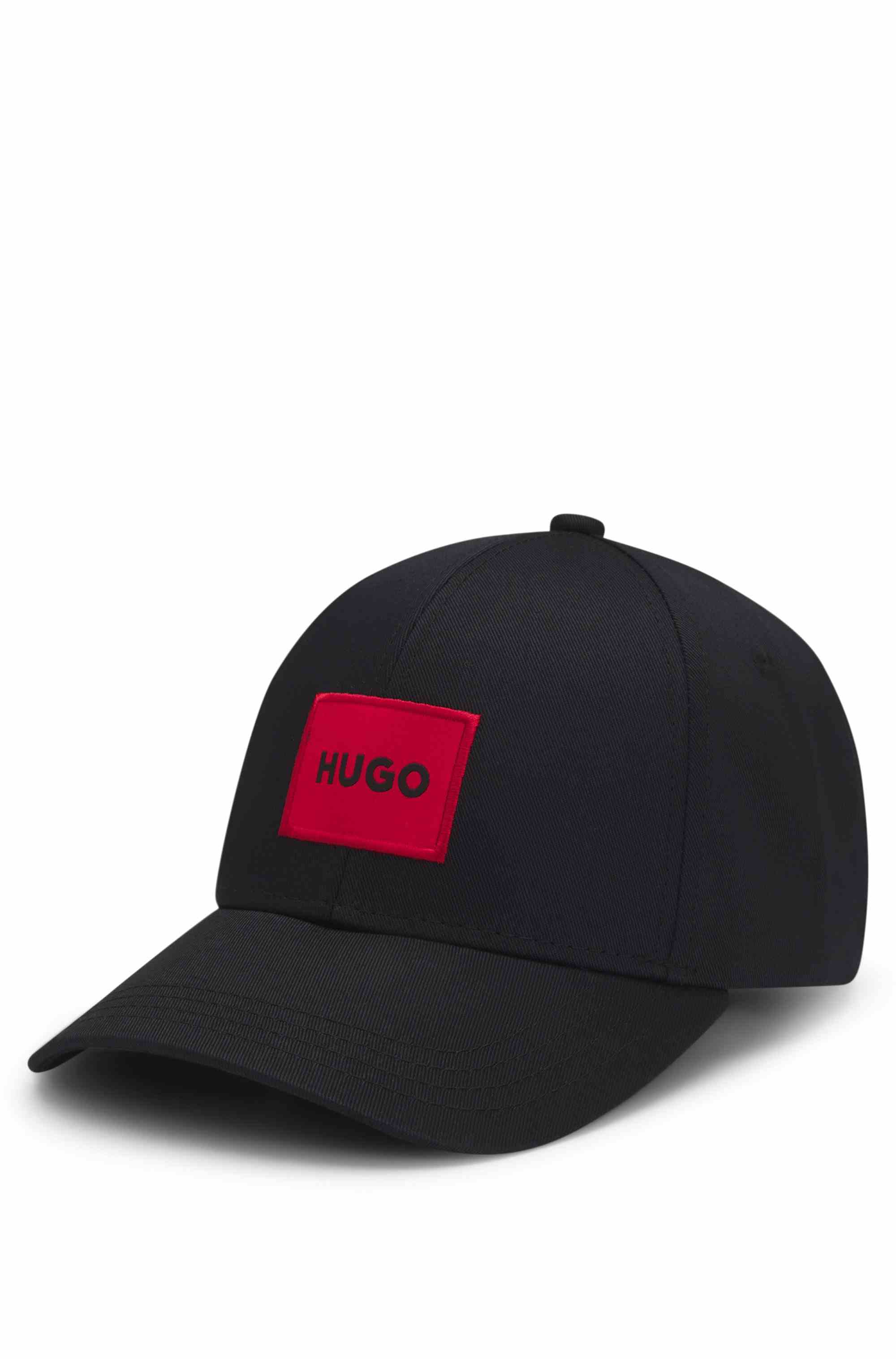 Cotton-twill cap with red logo label
