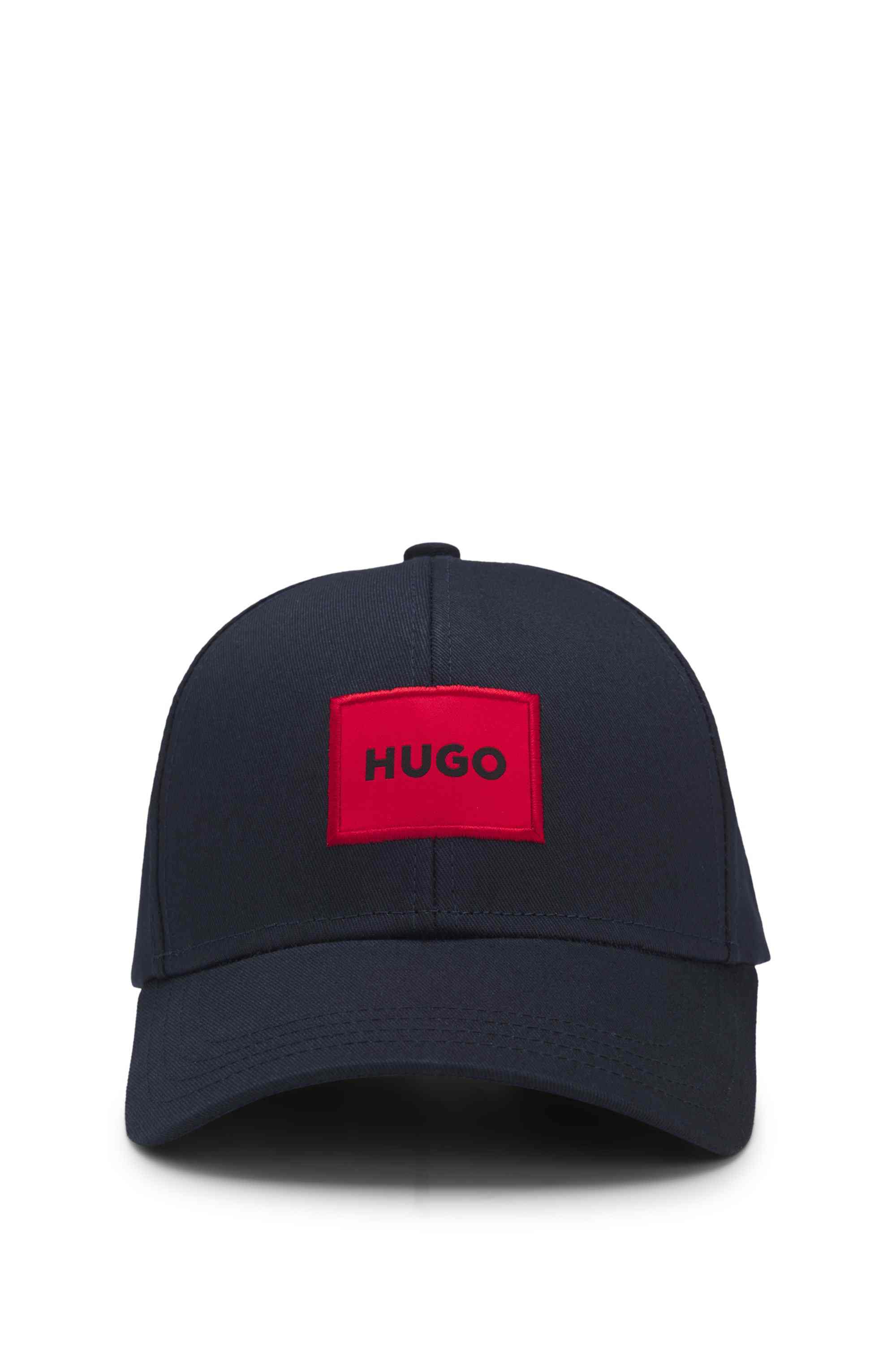 Cotton-twill cap with red logo label