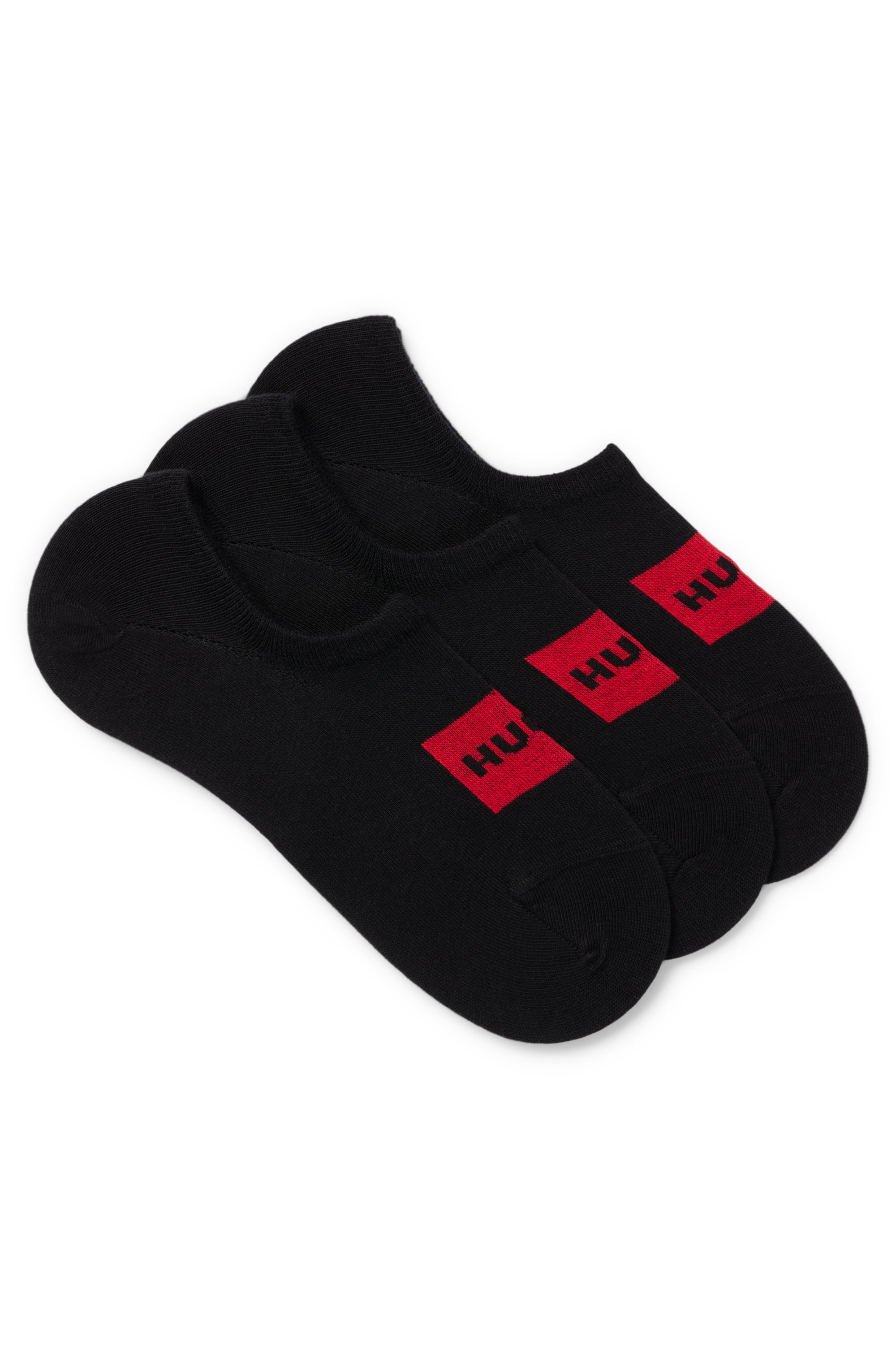 Three-pack of invisible socks with red logo labels