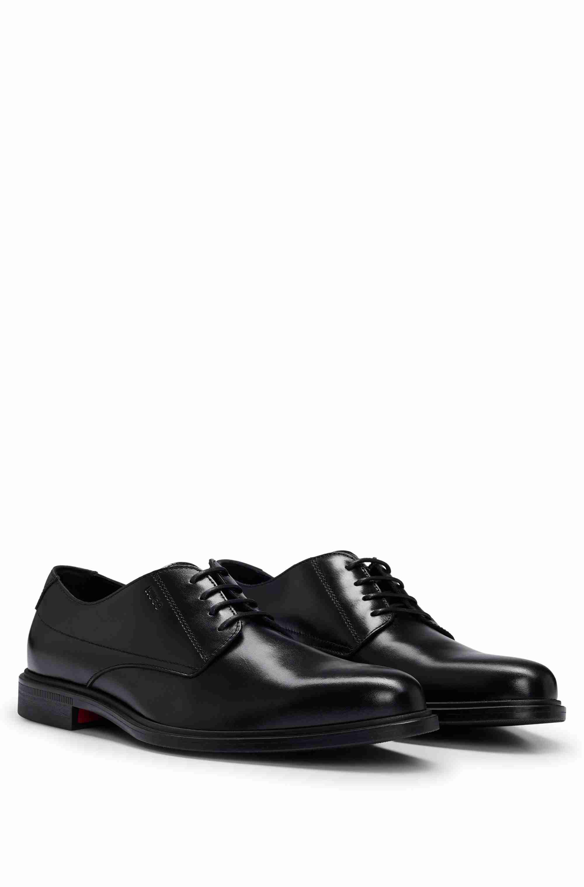 Derby shoes in nappa leather with embossed logo