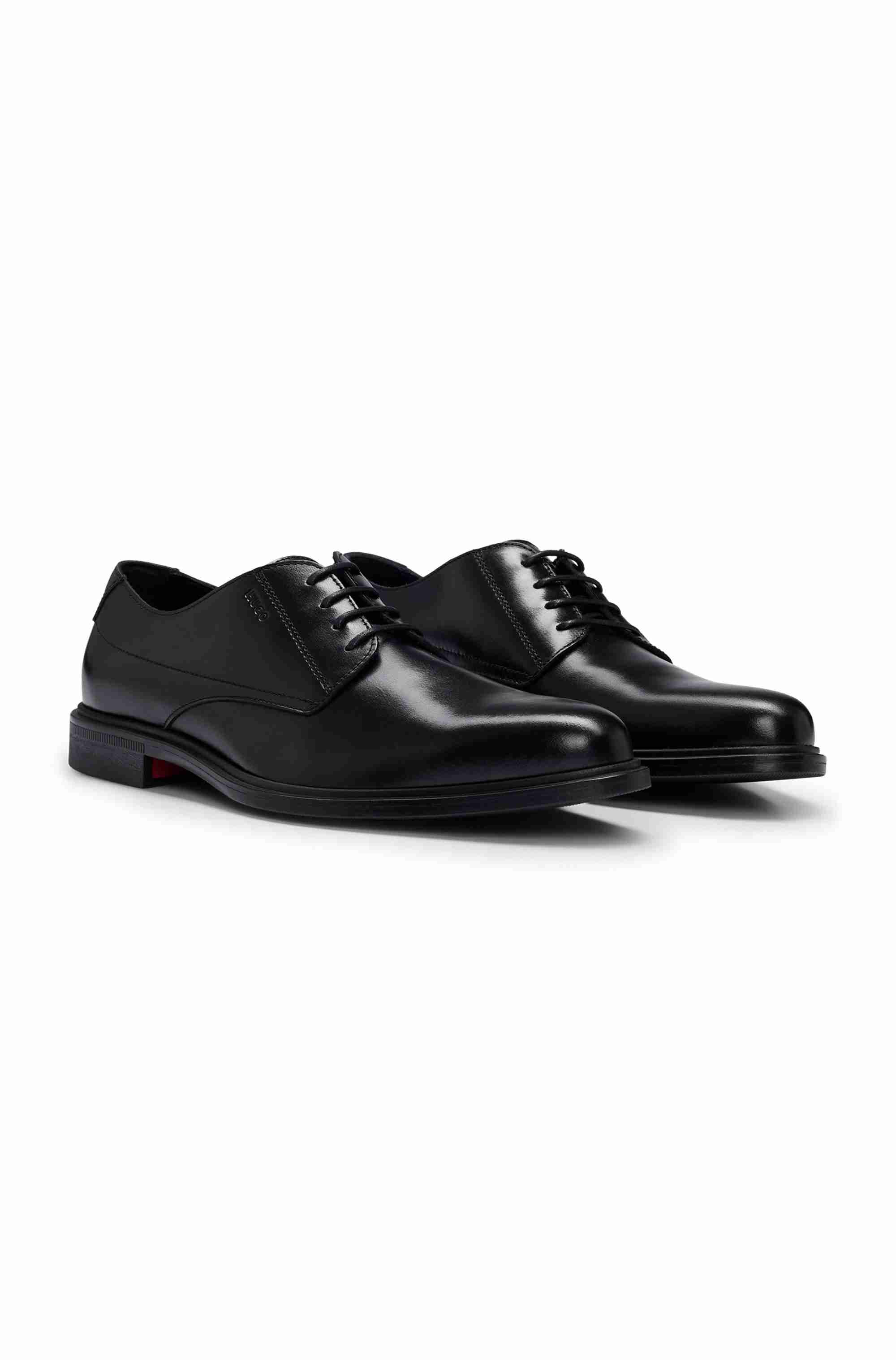 Derby shoes in nappa leather with embossed logo