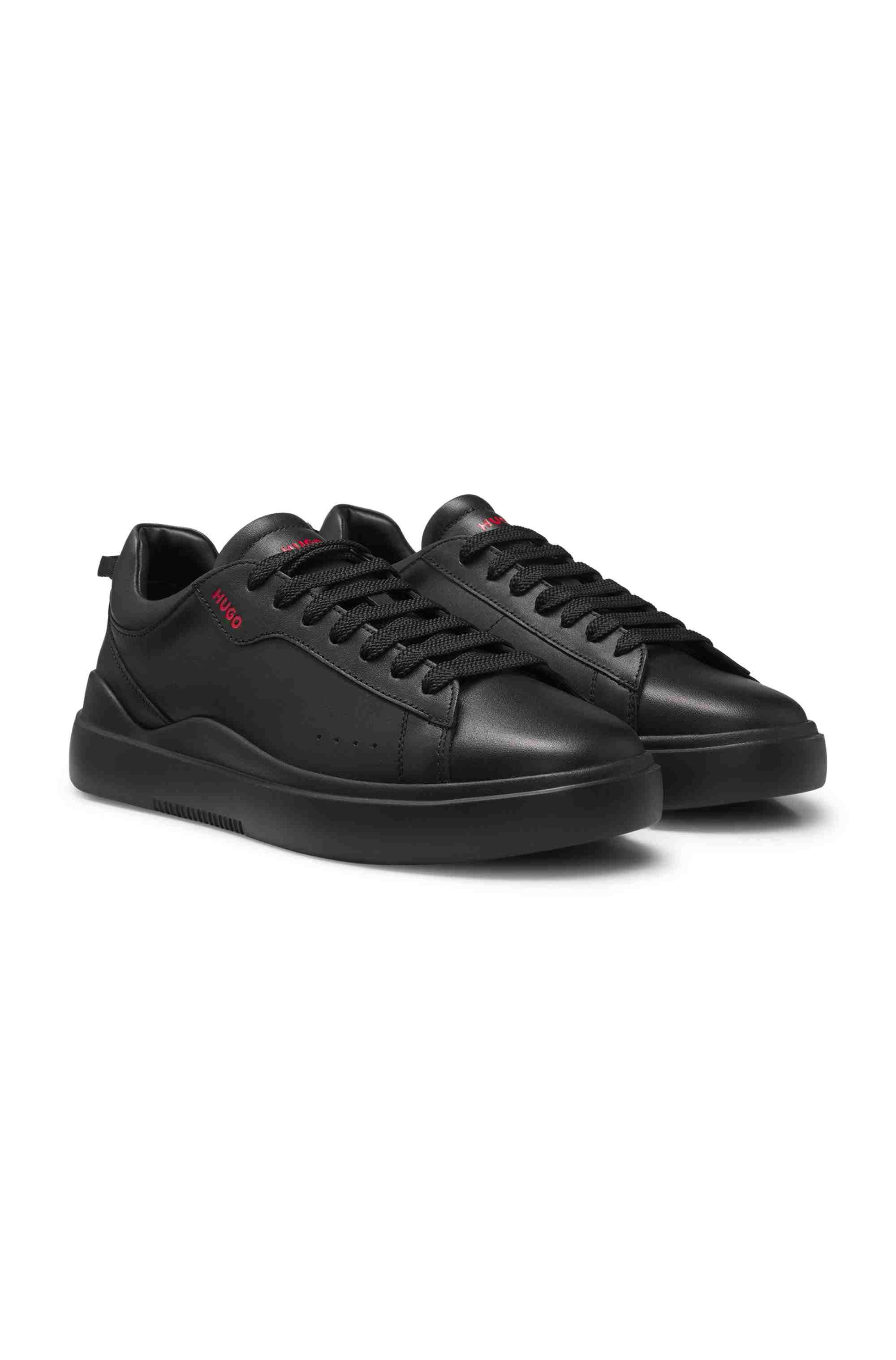 Smooth-leather trainers with contrast branding