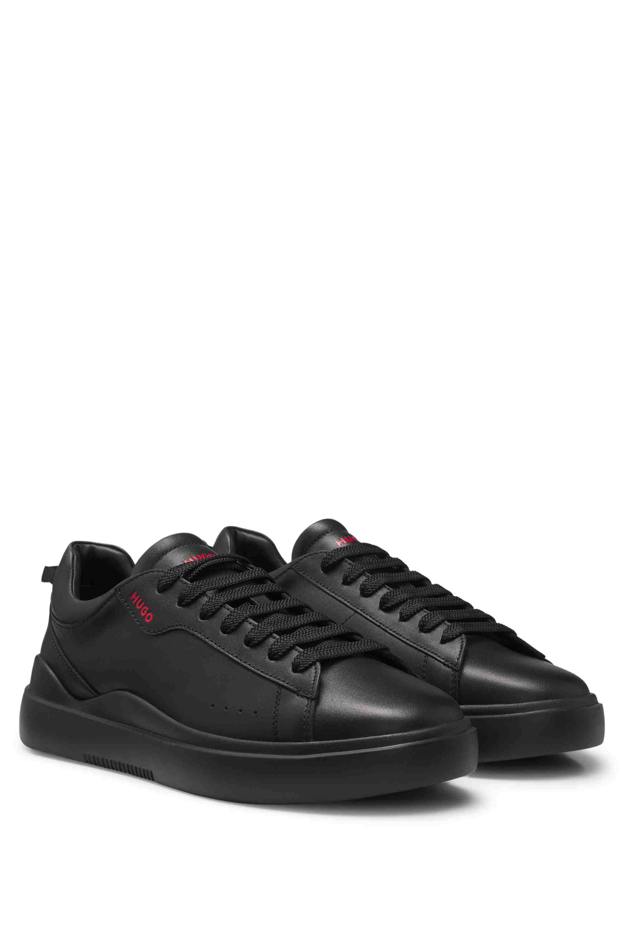 Smooth-leather trainers with contrast branding