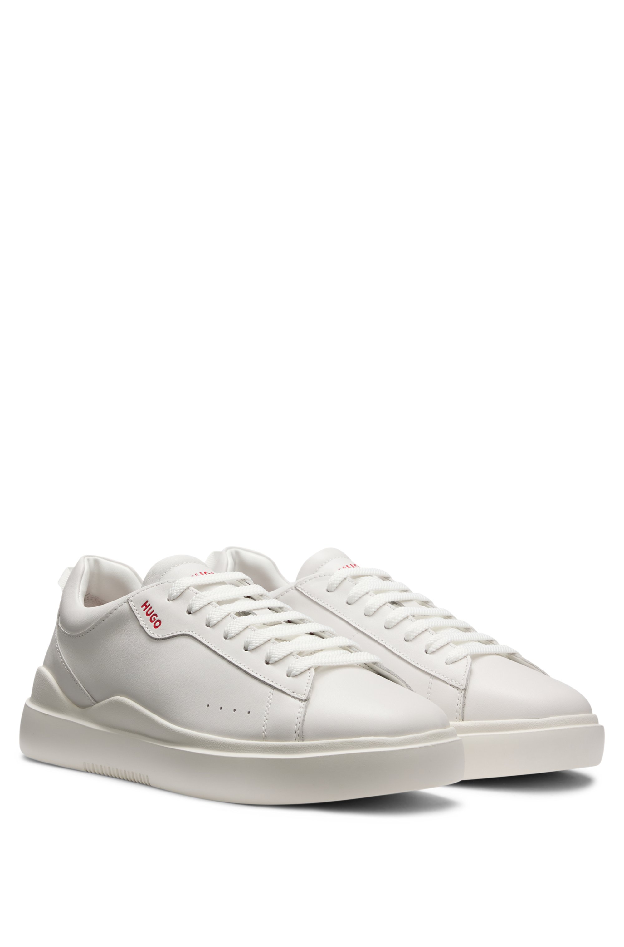 Smooth-leather trainers with contrast branding