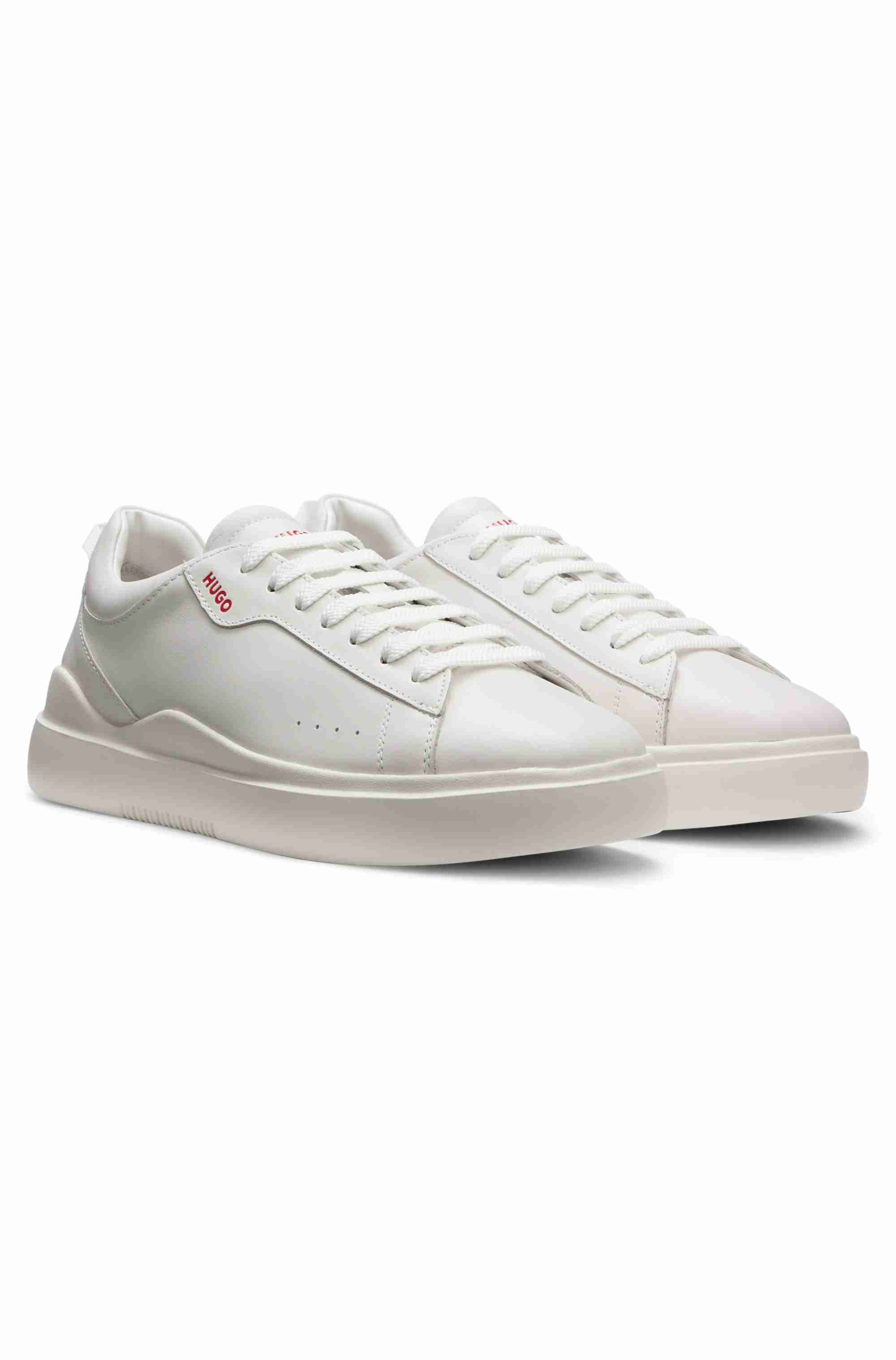 Smooth-leather trainers with contrast branding