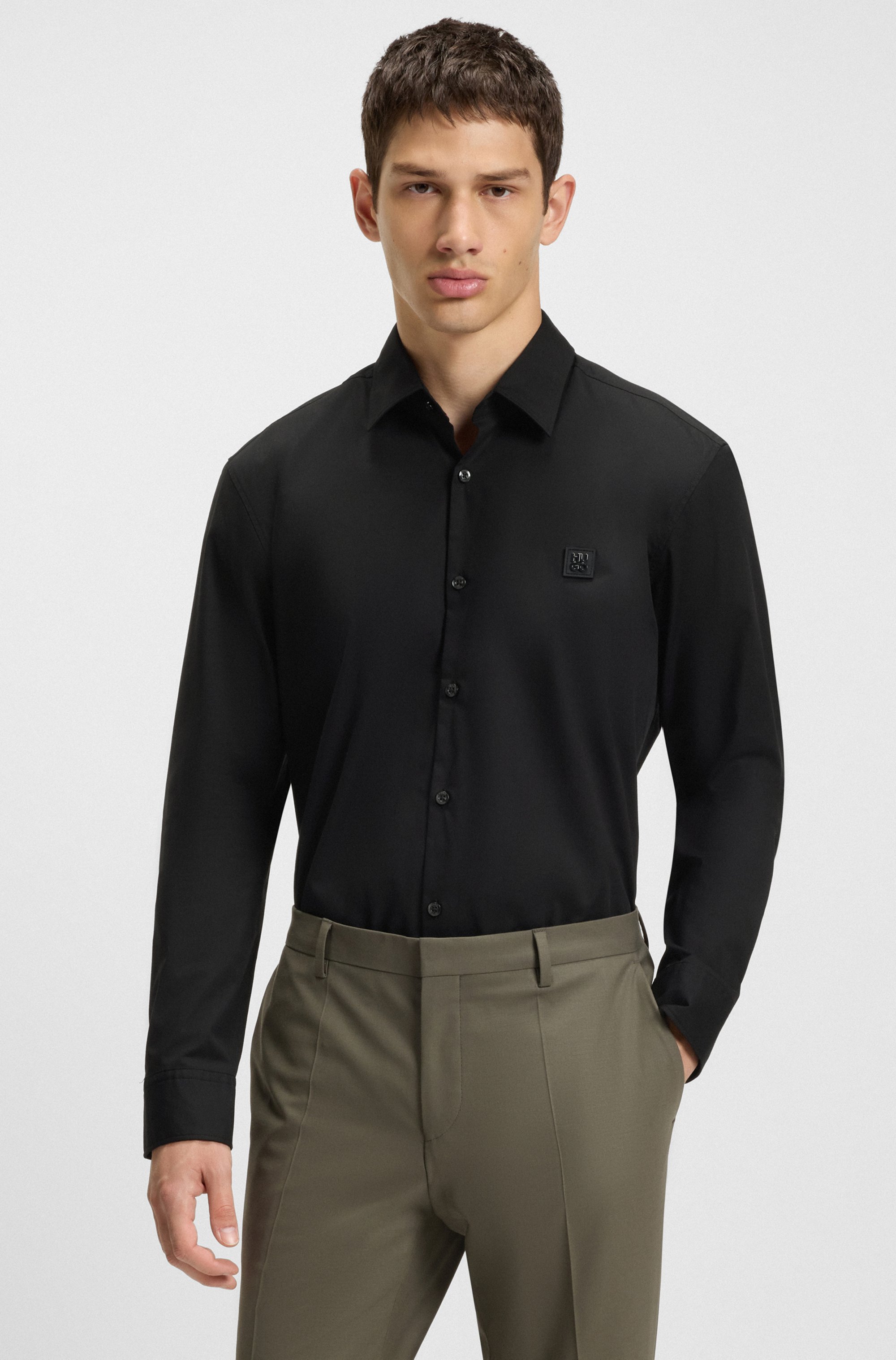 Slim-fit shirt in stretch-cotton canvas