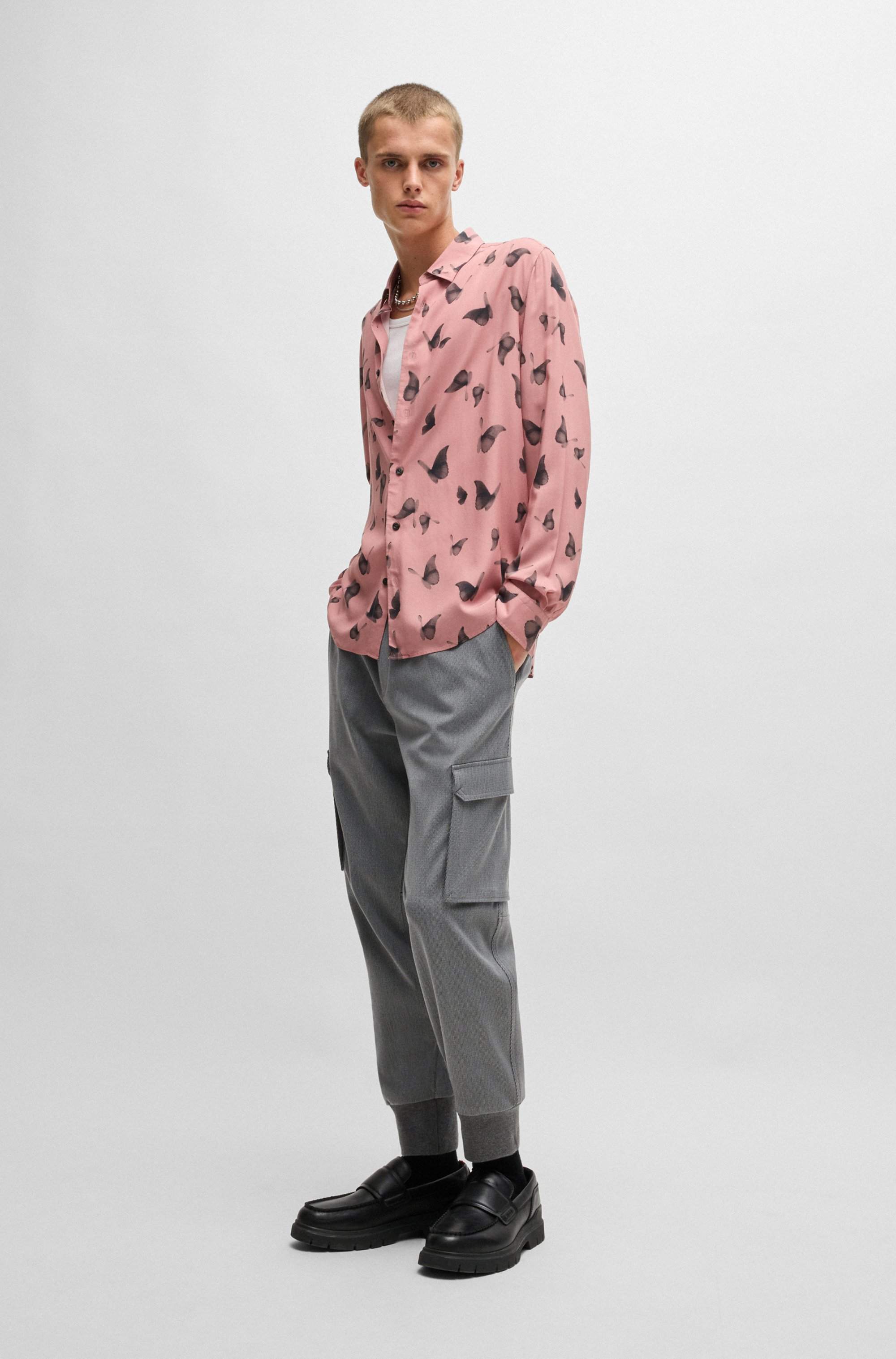 Tapered-fit trousers in stretch gabardine