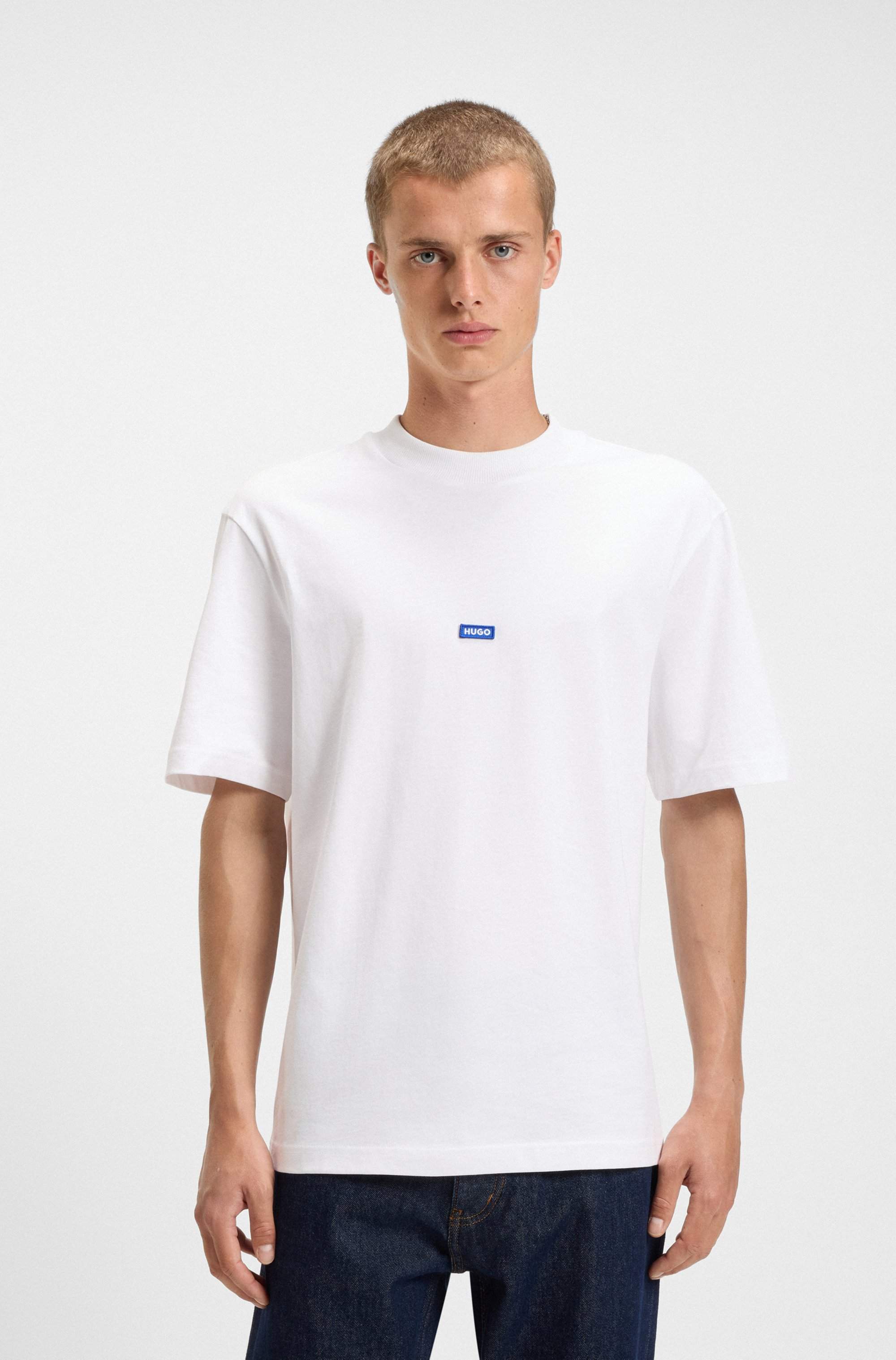 Cotton-jersey T-shirt with logo patch