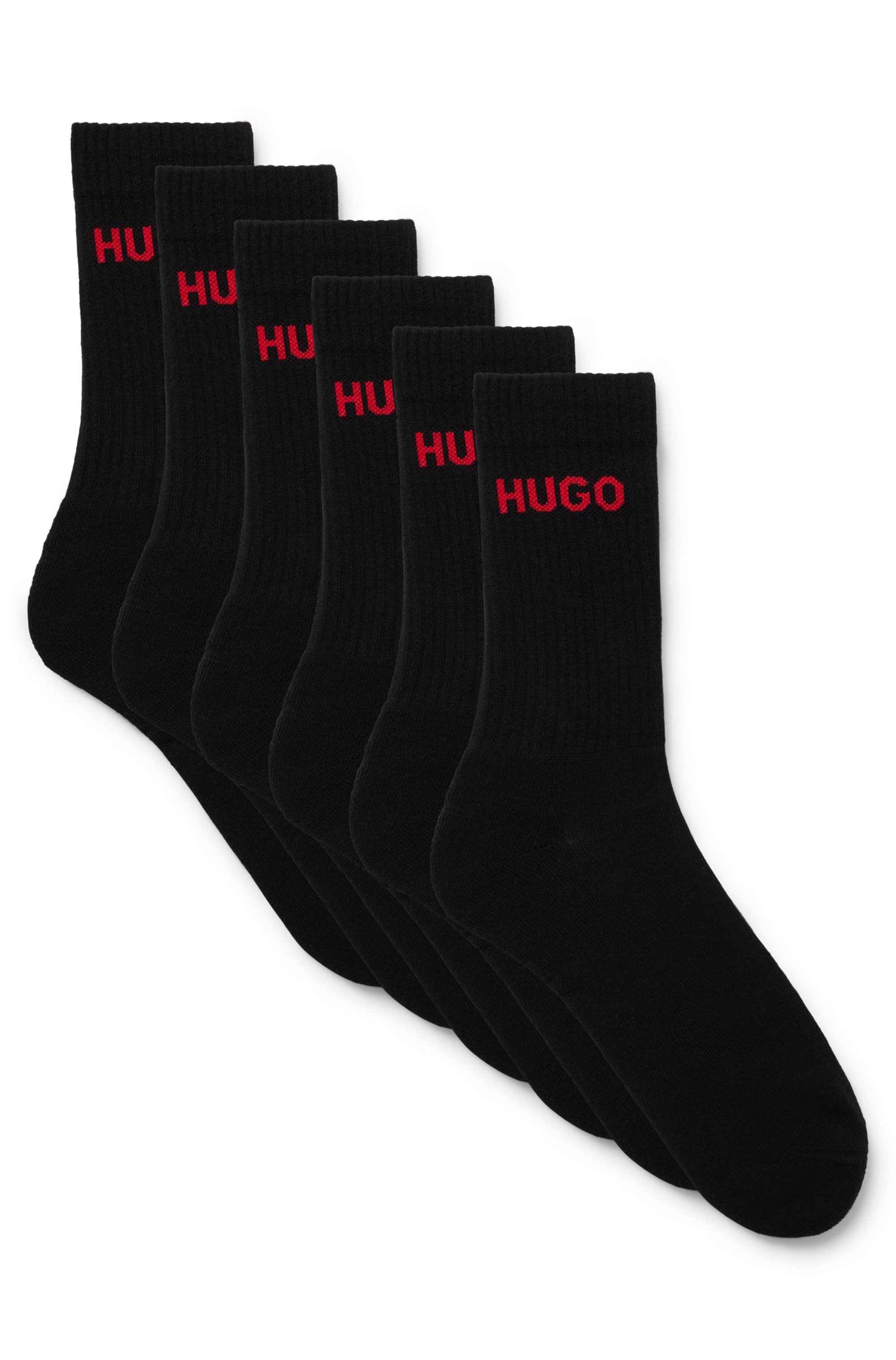 Six-pack of quarter-length socks with logo detail