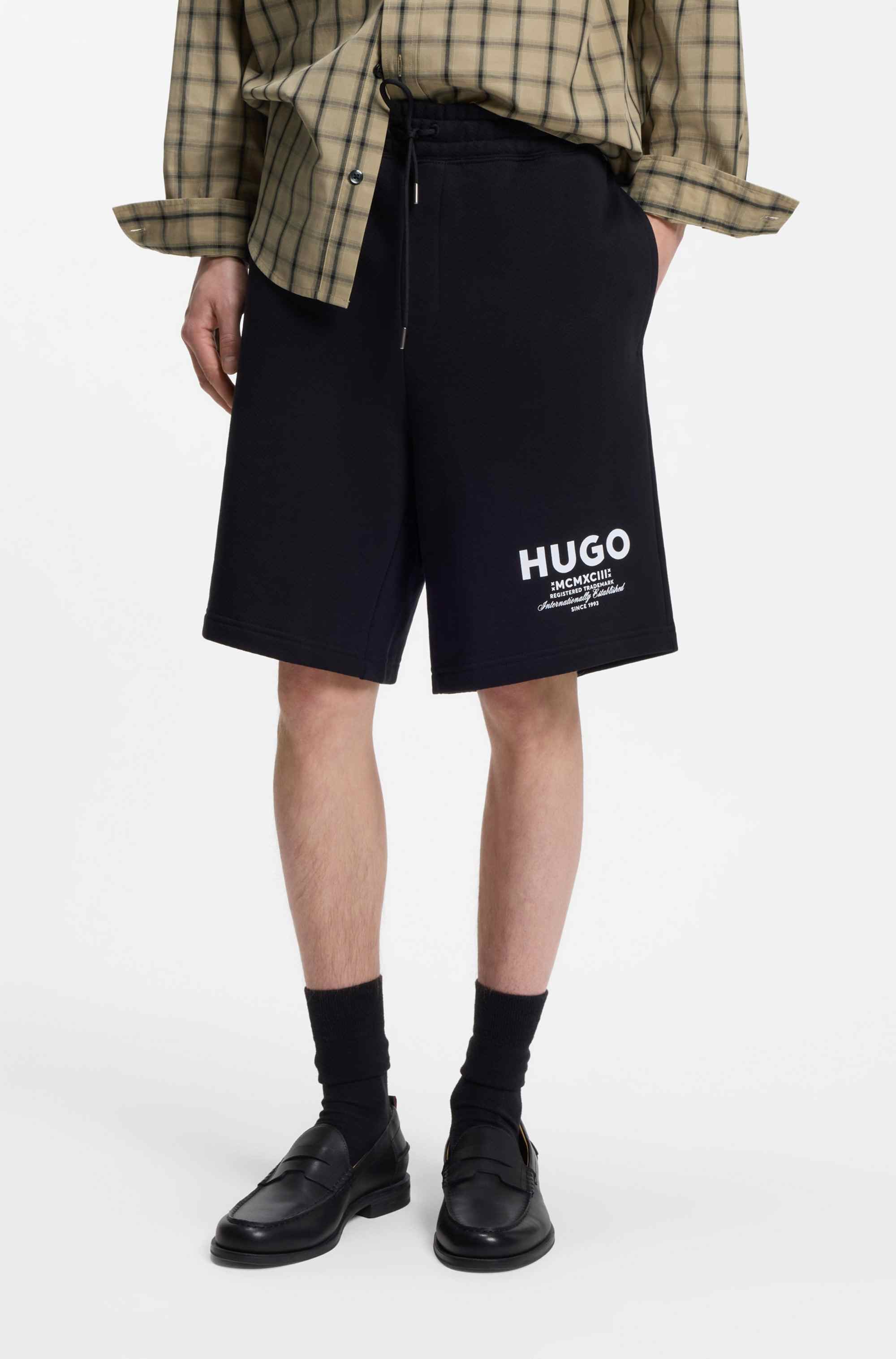 Loose-fit shorts in cotton terry with logo print