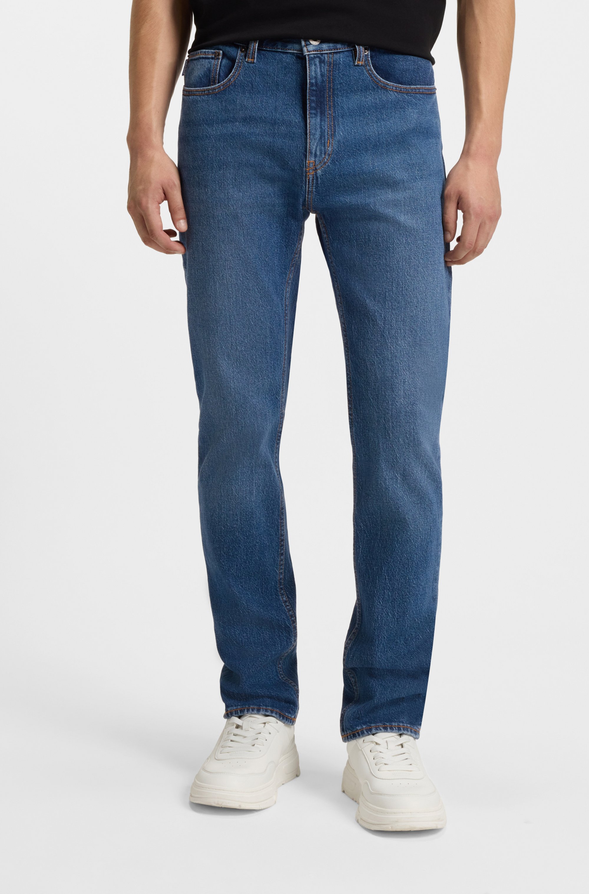 Slim-fit jeans in mid-blue stretch denim