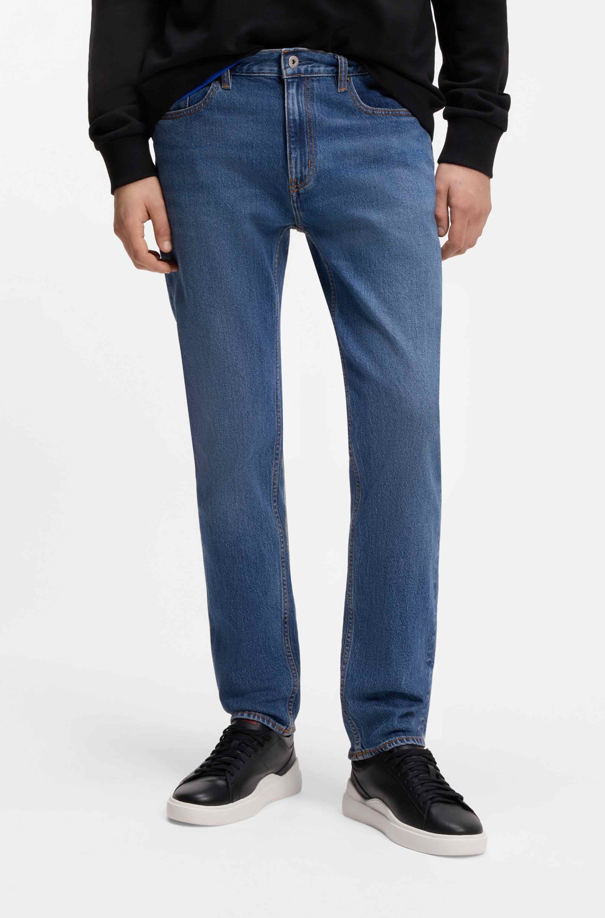 Slim-fit jeans in mid-blue stretch denim