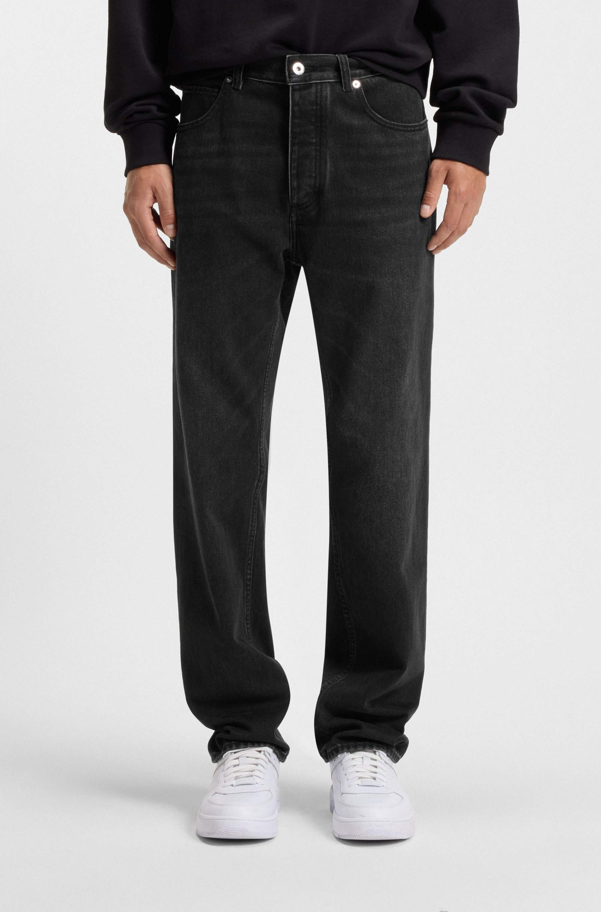 Regular-fit jeans in dark-grey denim