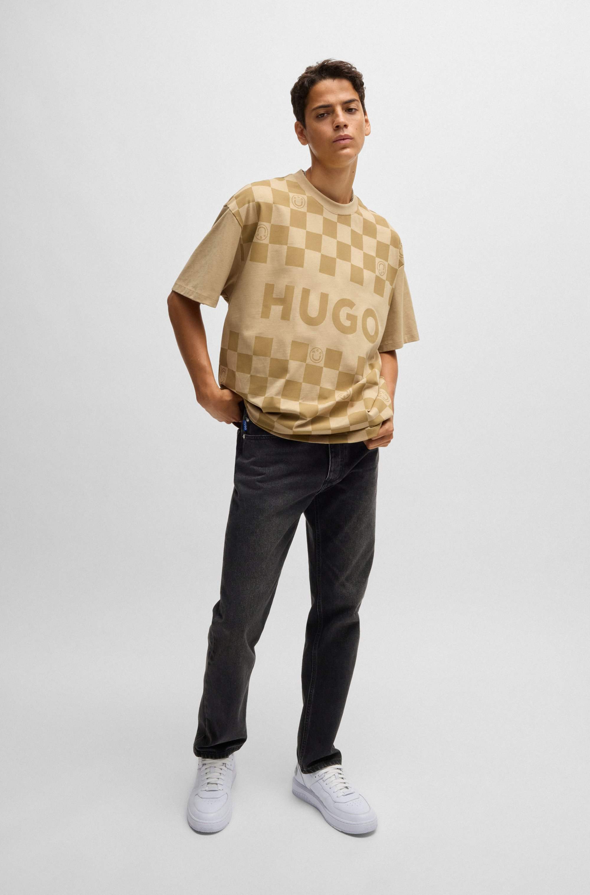 Regular-fit jeans in dark-grey denim
