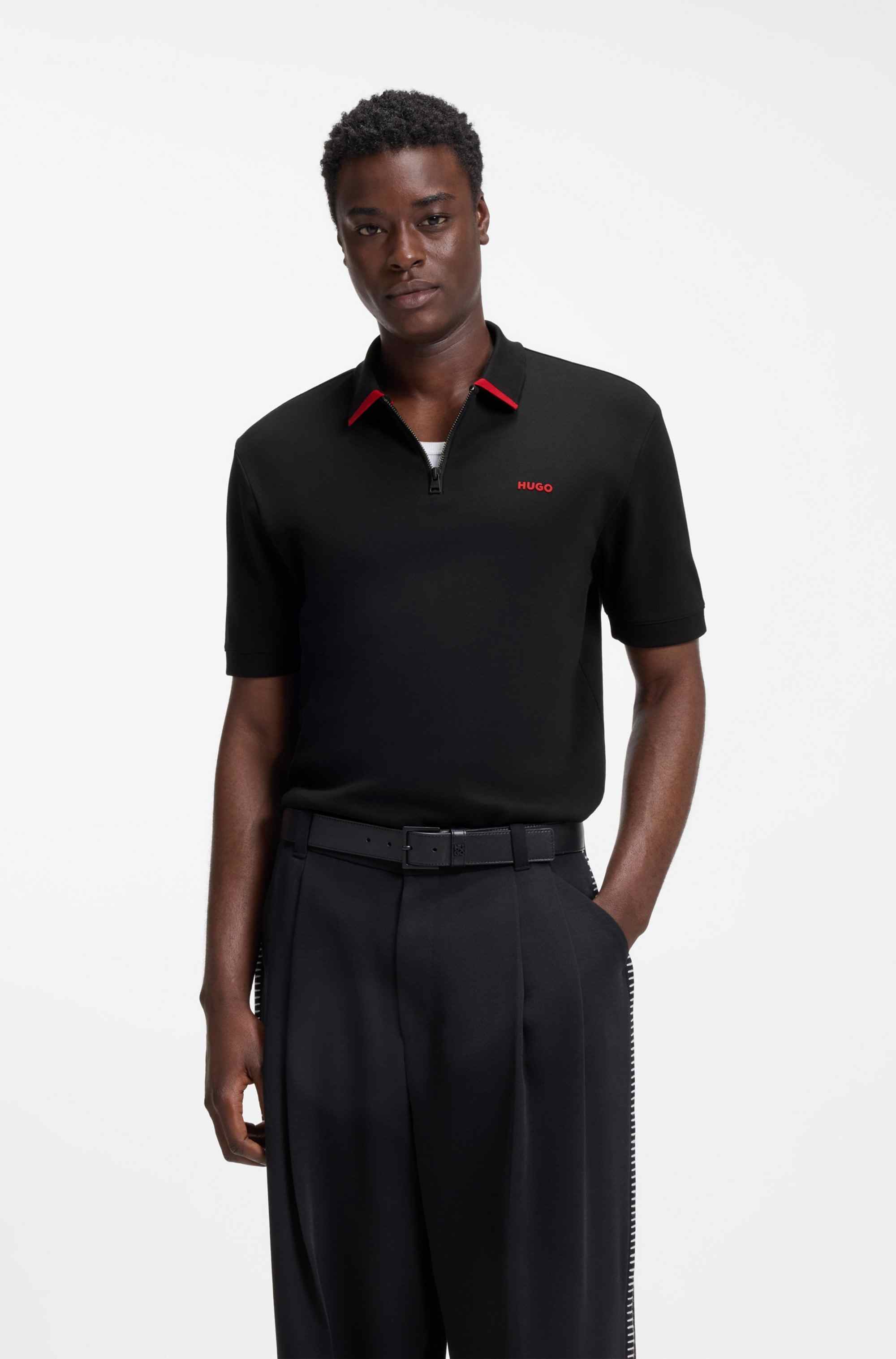 Cotton-piqué polo shirt with contrast logo