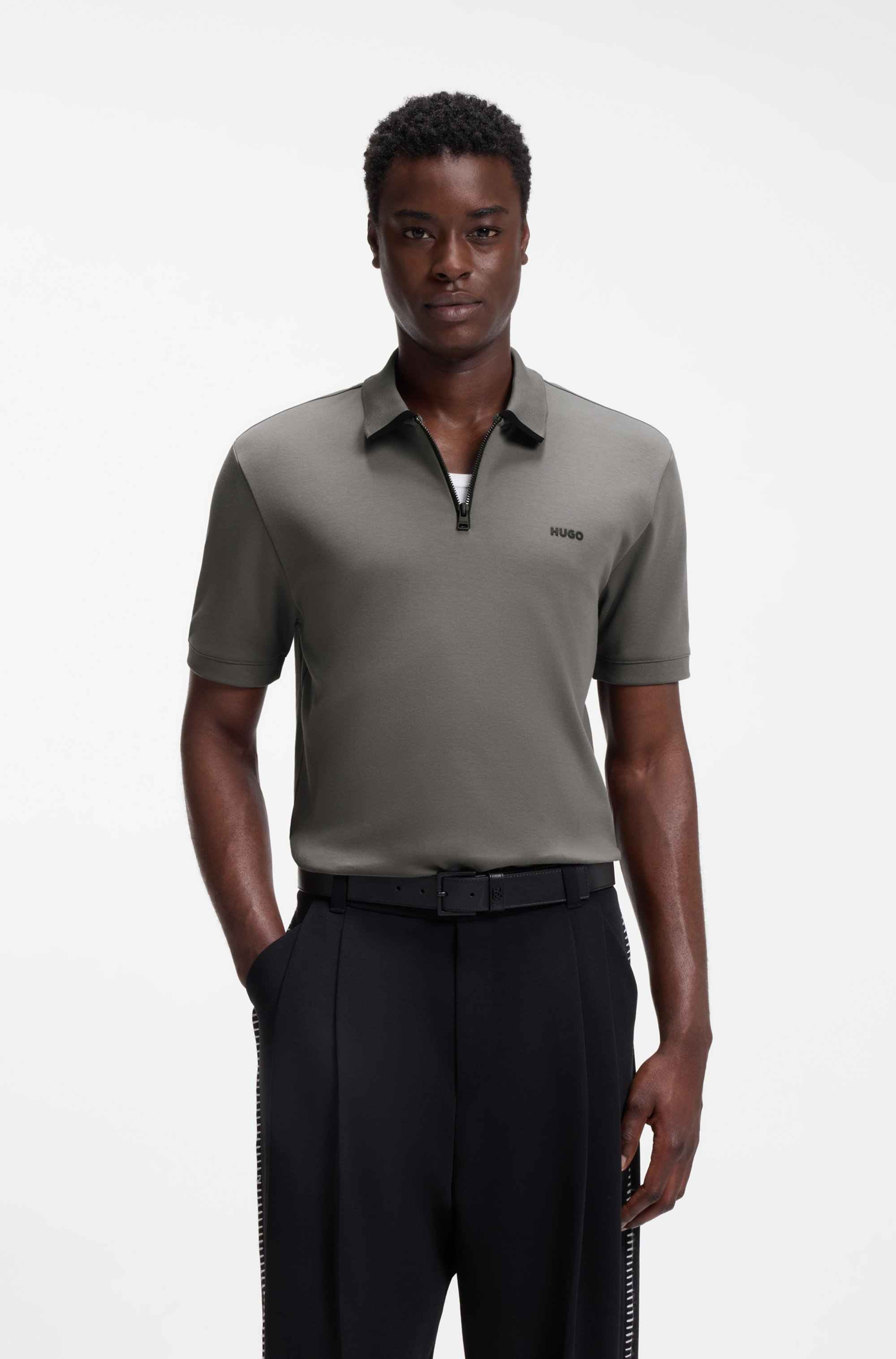 Cotton-piqué polo shirt with contrast logo
