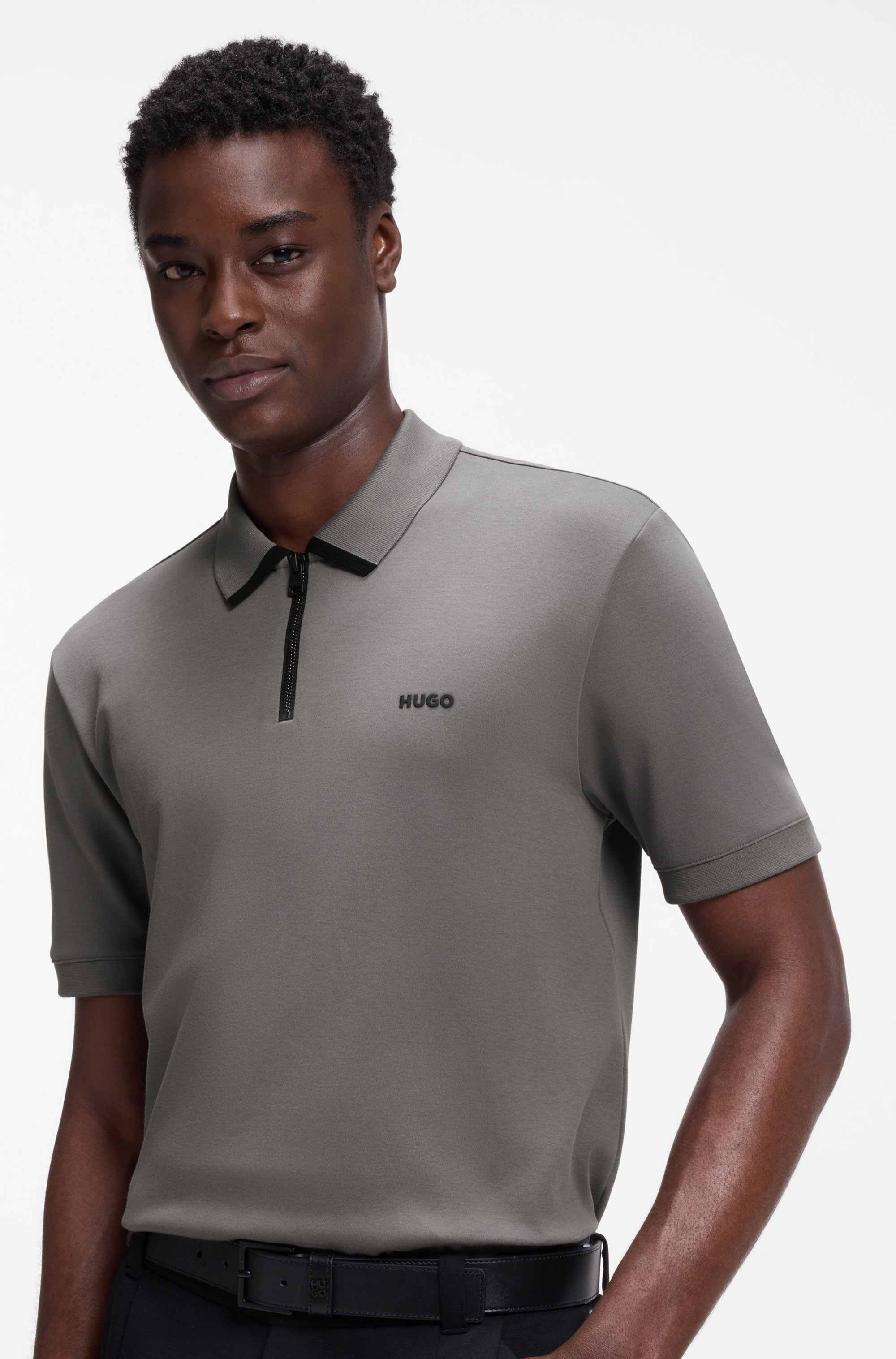 Cotton-piqué polo shirt with contrast logo