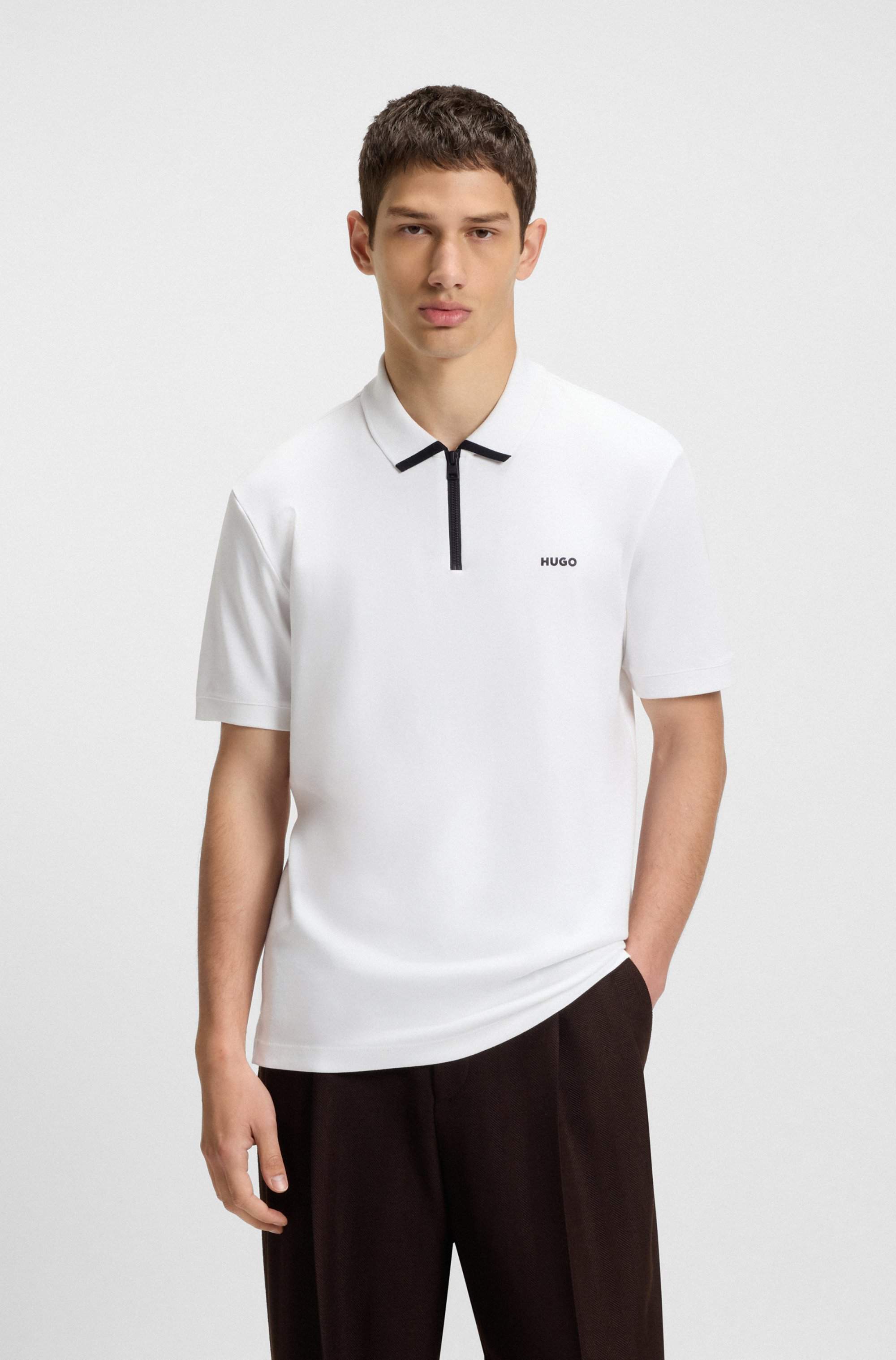 Cotton-piqué polo shirt with contrast logo
