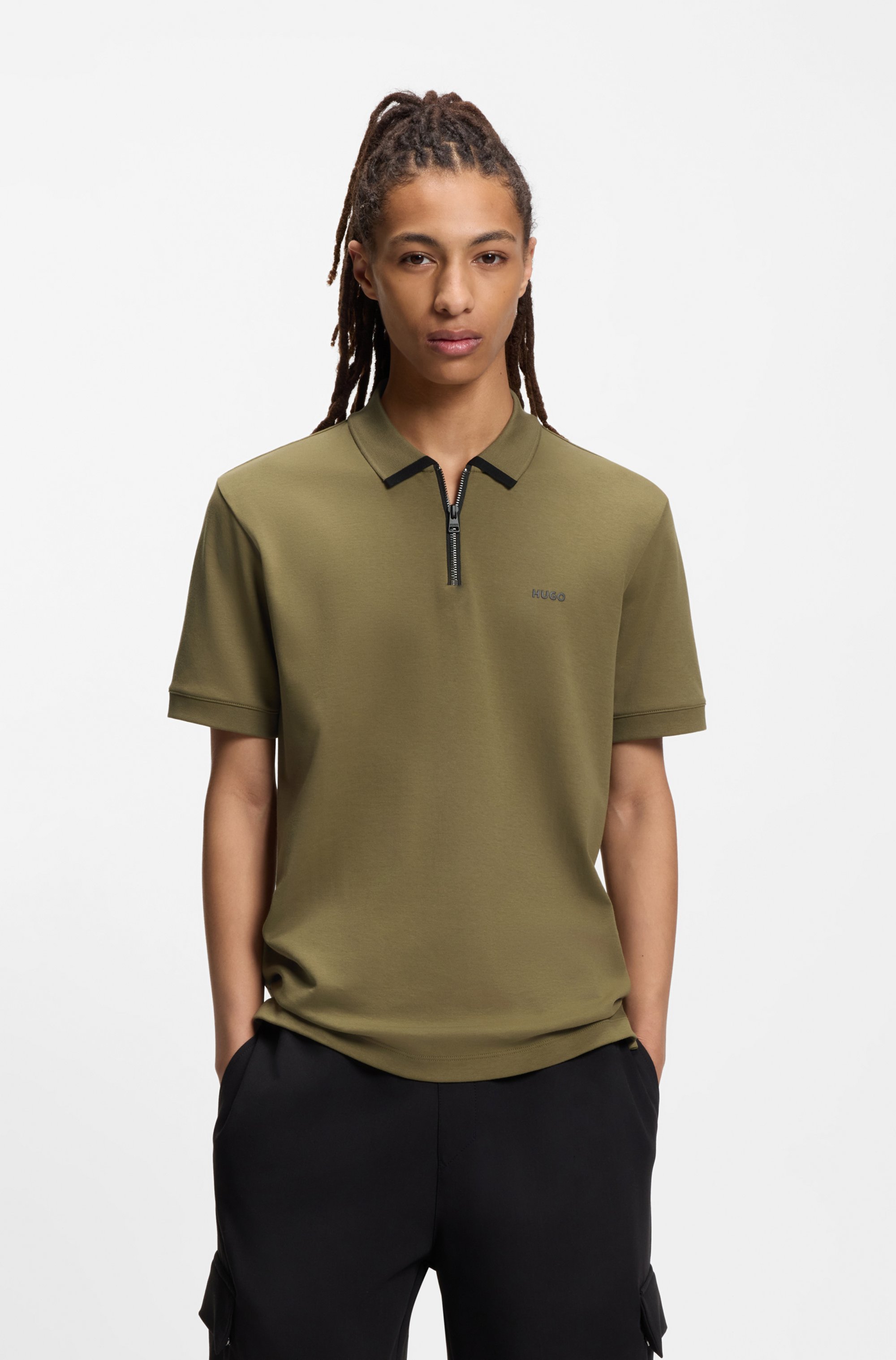 Cotton-piqué polo shirt with contrast logo