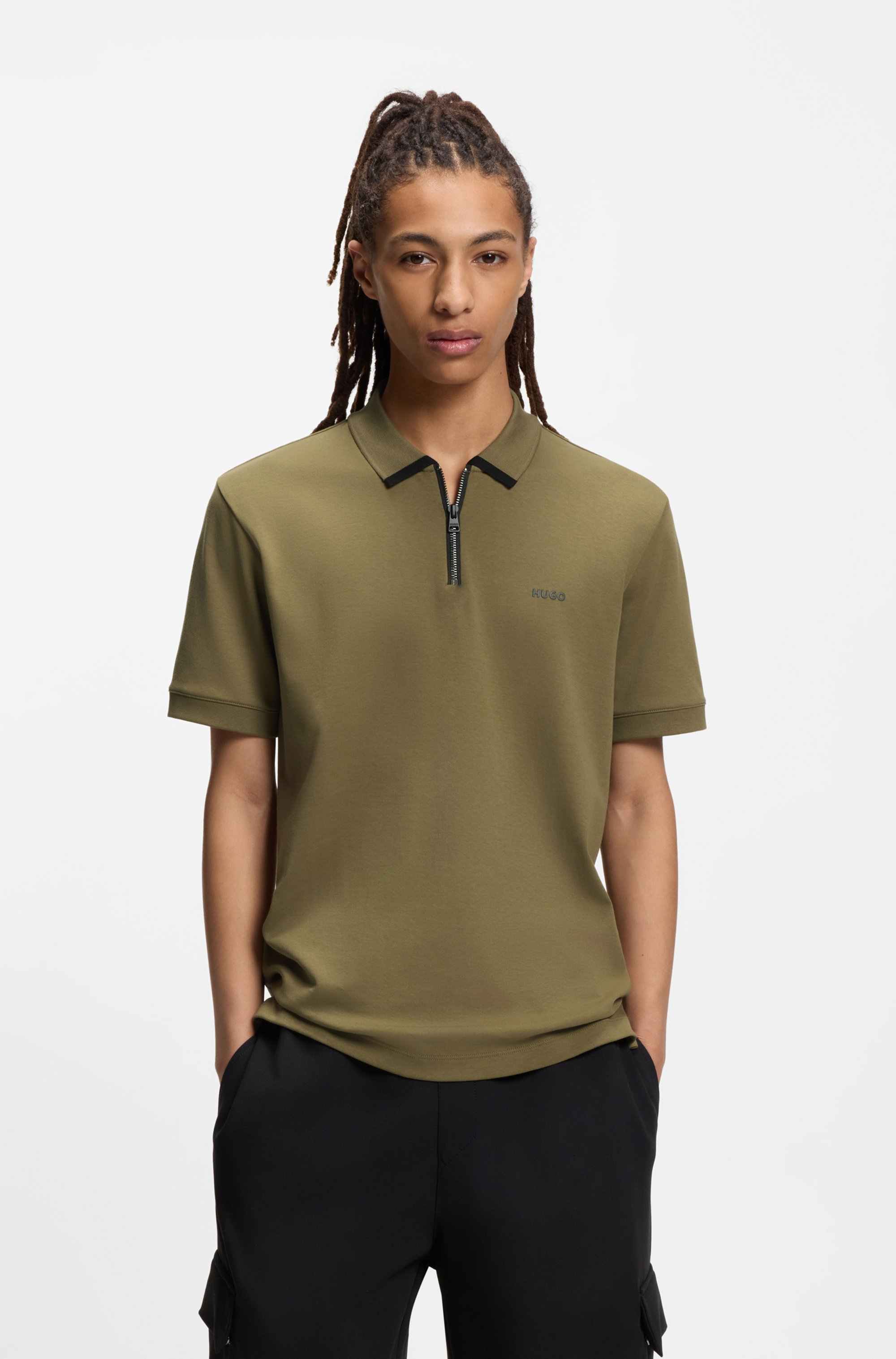 Cotton-piqué polo shirt with contrast logo