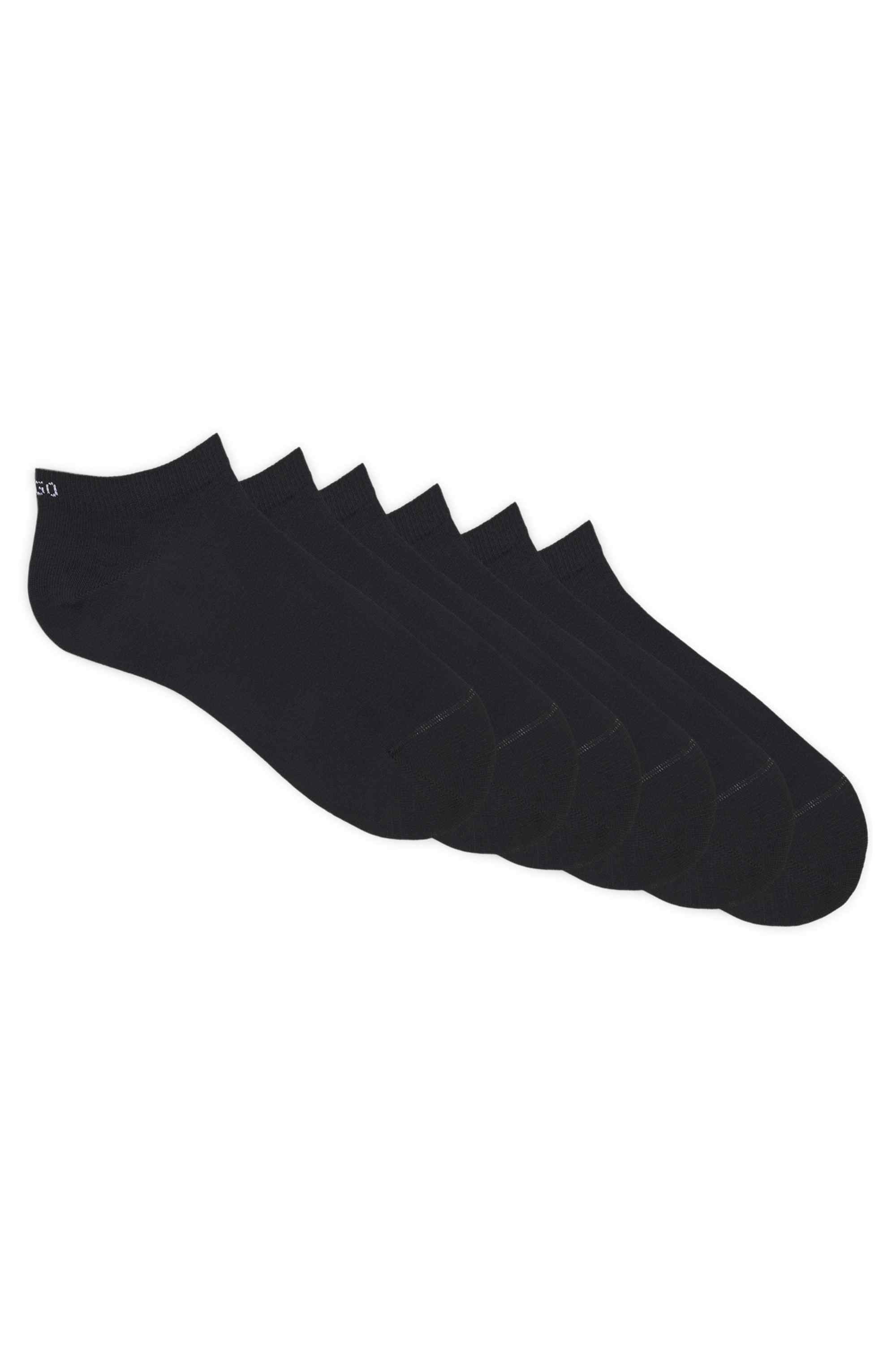 Six-pack of cotton-blend ankle socks with logos