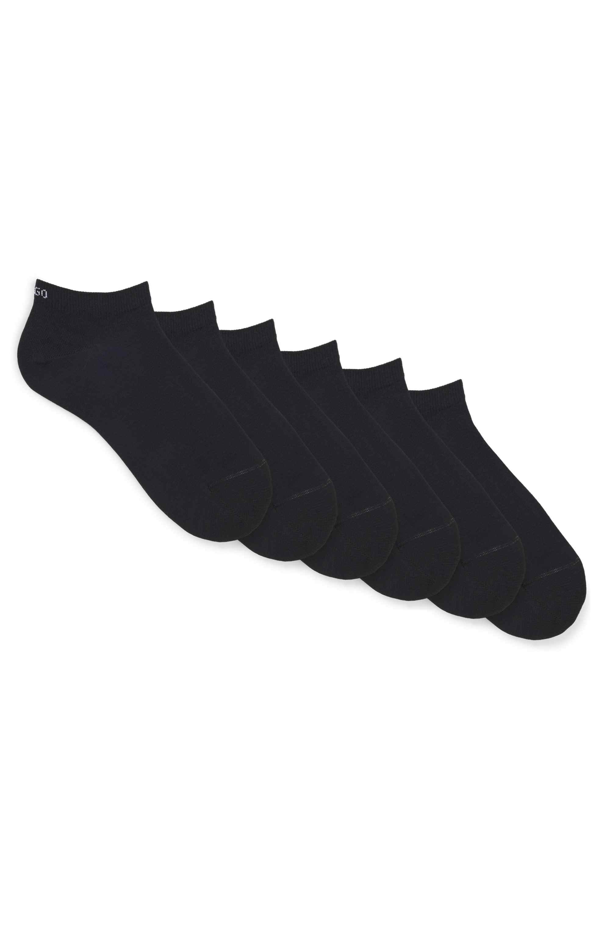Six-pack of cotton-blend ankle socks with logos