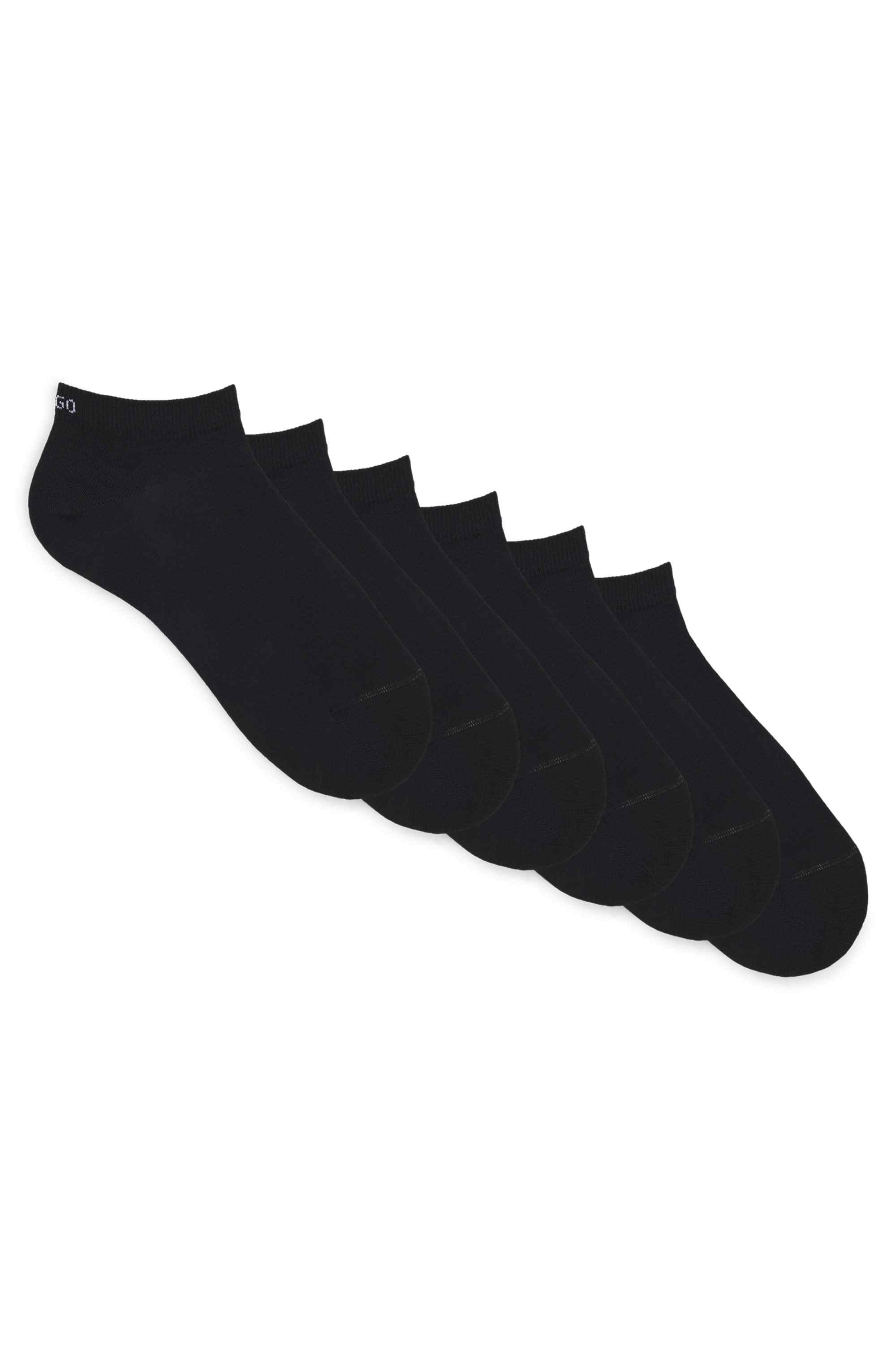 Six-pack of cotton-blend ankle socks with logos