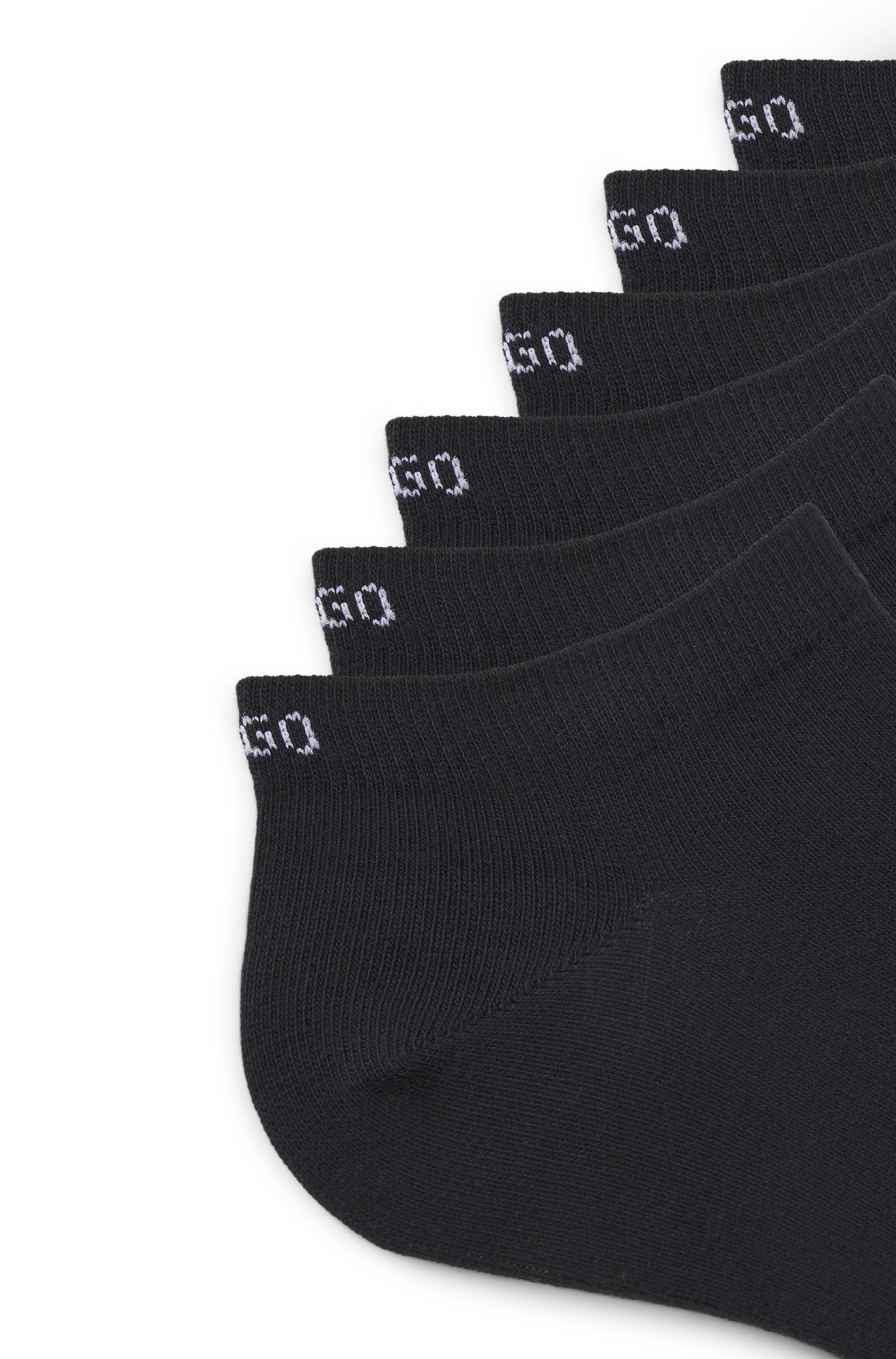 Six-pack of cotton-blend ankle socks with logos
