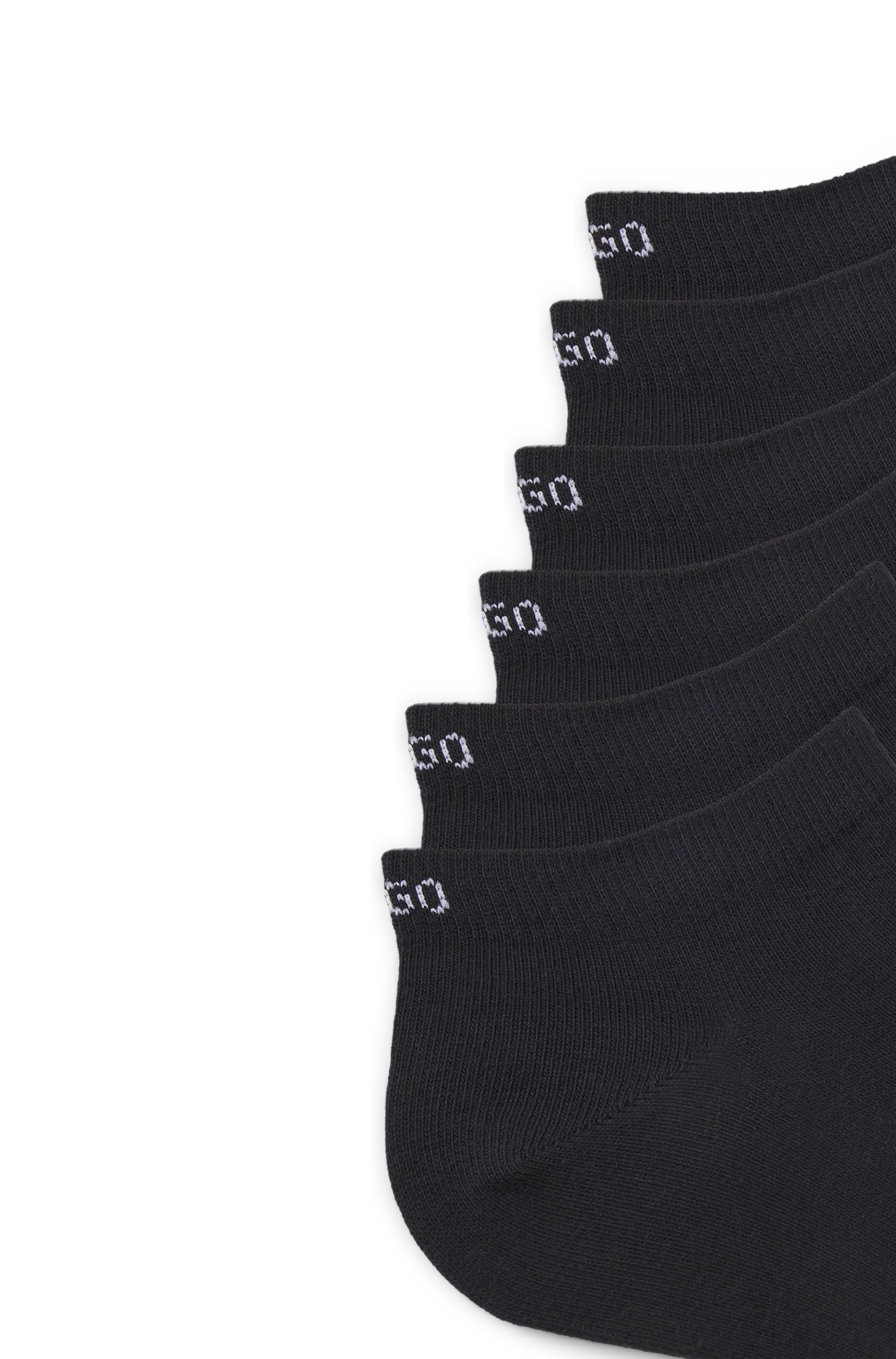 Six-pack of cotton-blend ankle socks with logos
