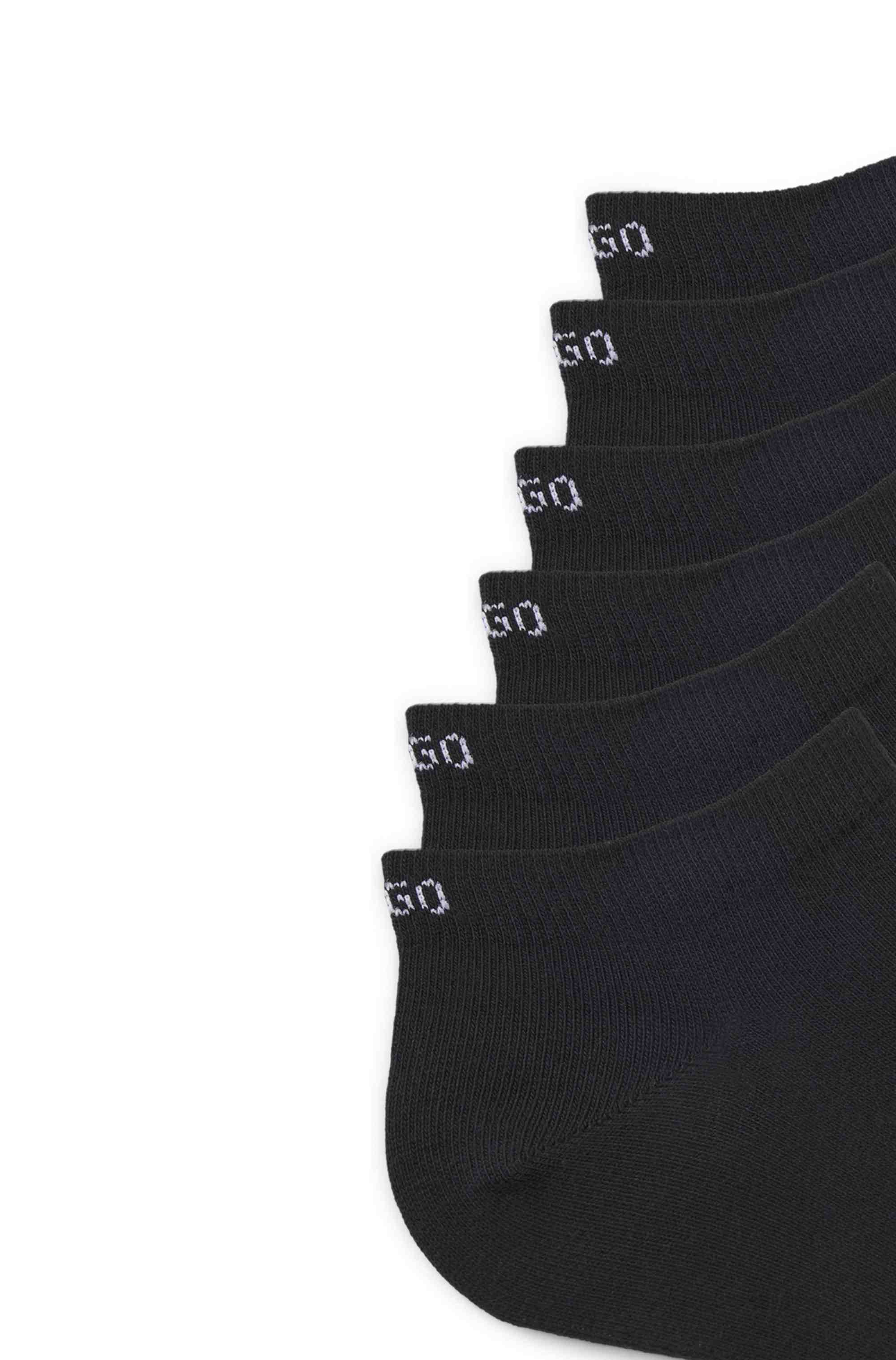 Six-pack of cotton-blend ankle socks with logos
