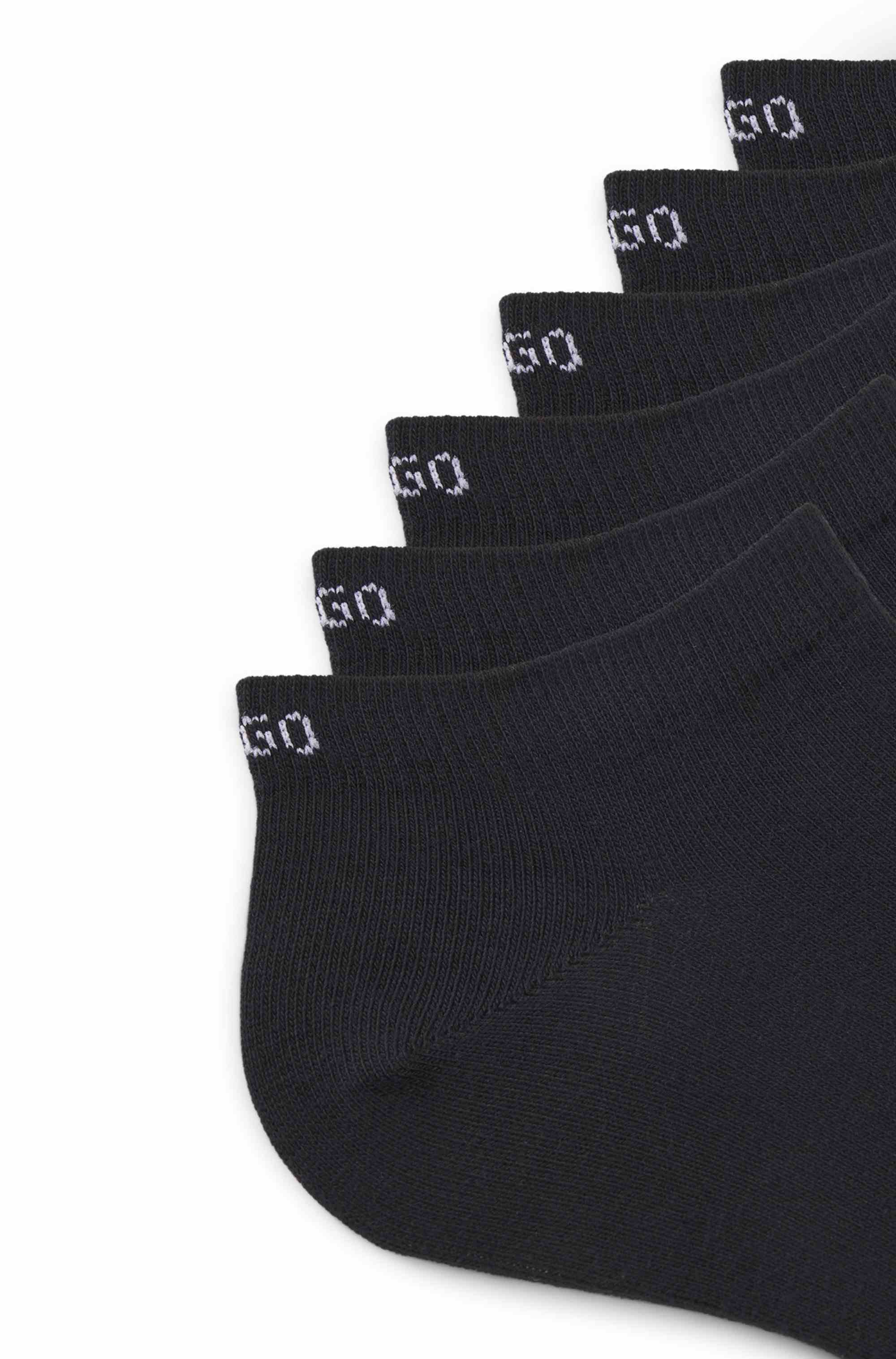 Six-pack of cotton-blend ankle socks with logos