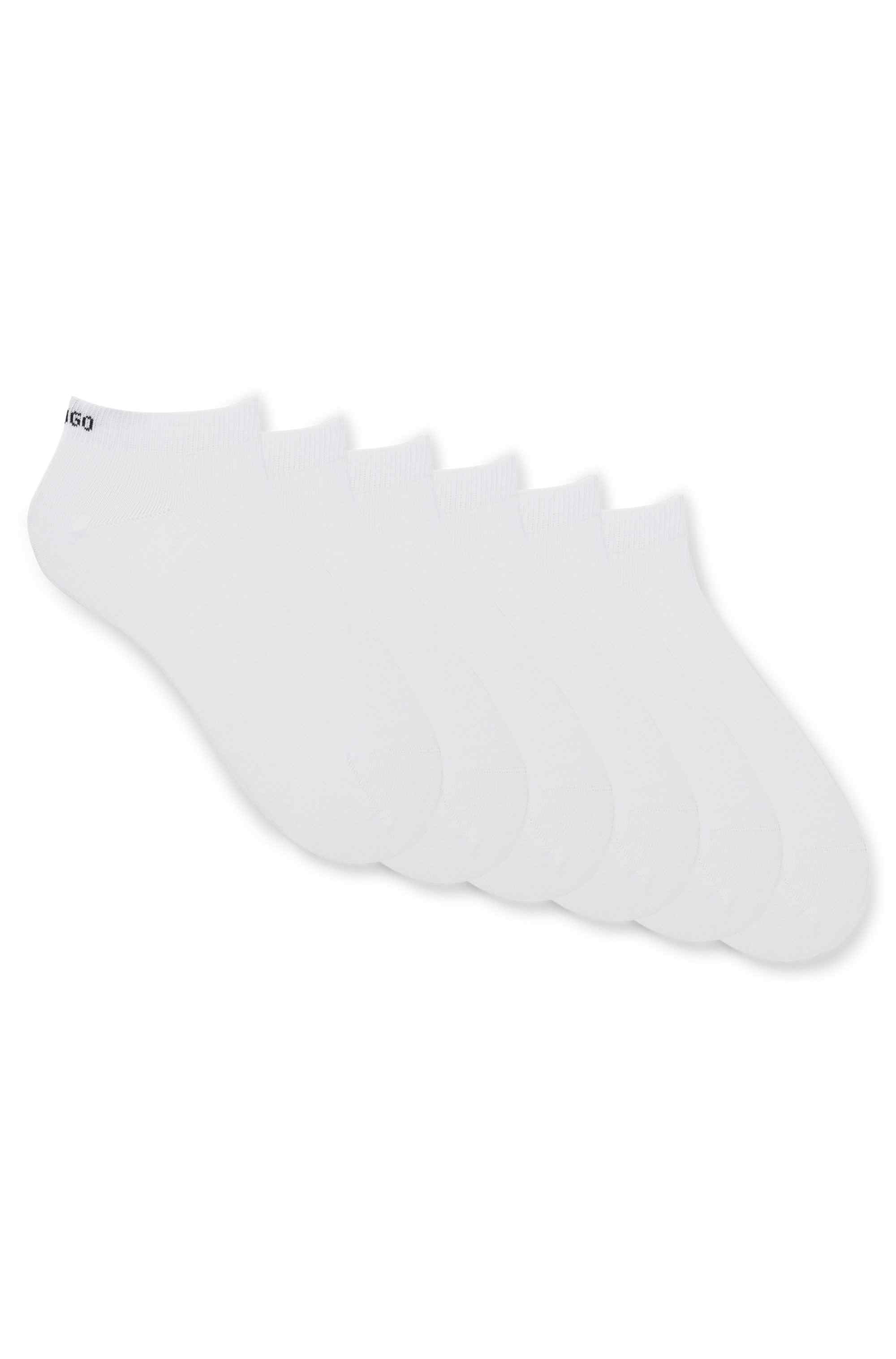 Six-pack of cotton-blend ankle socks with logos