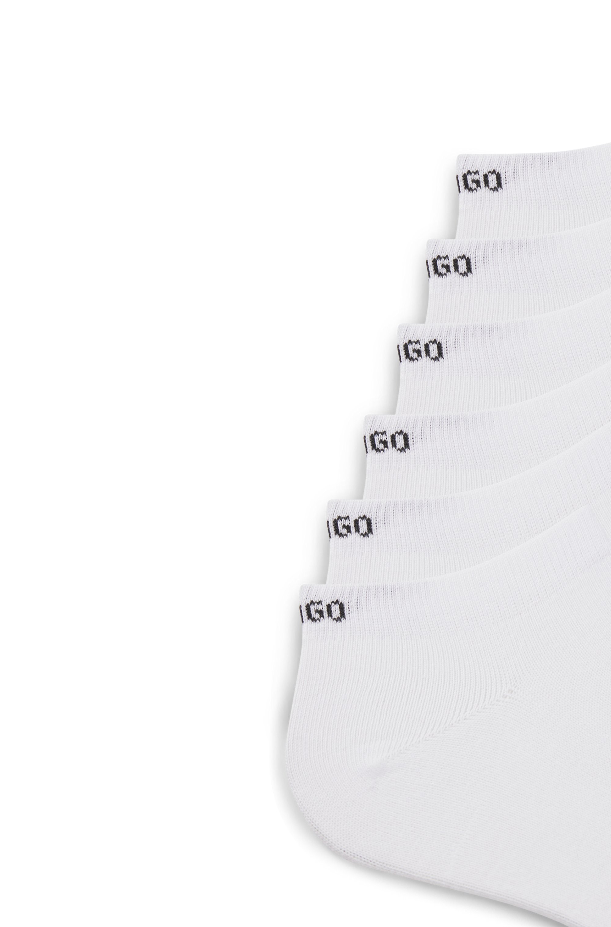 Six-pack of cotton-blend ankle socks with logos