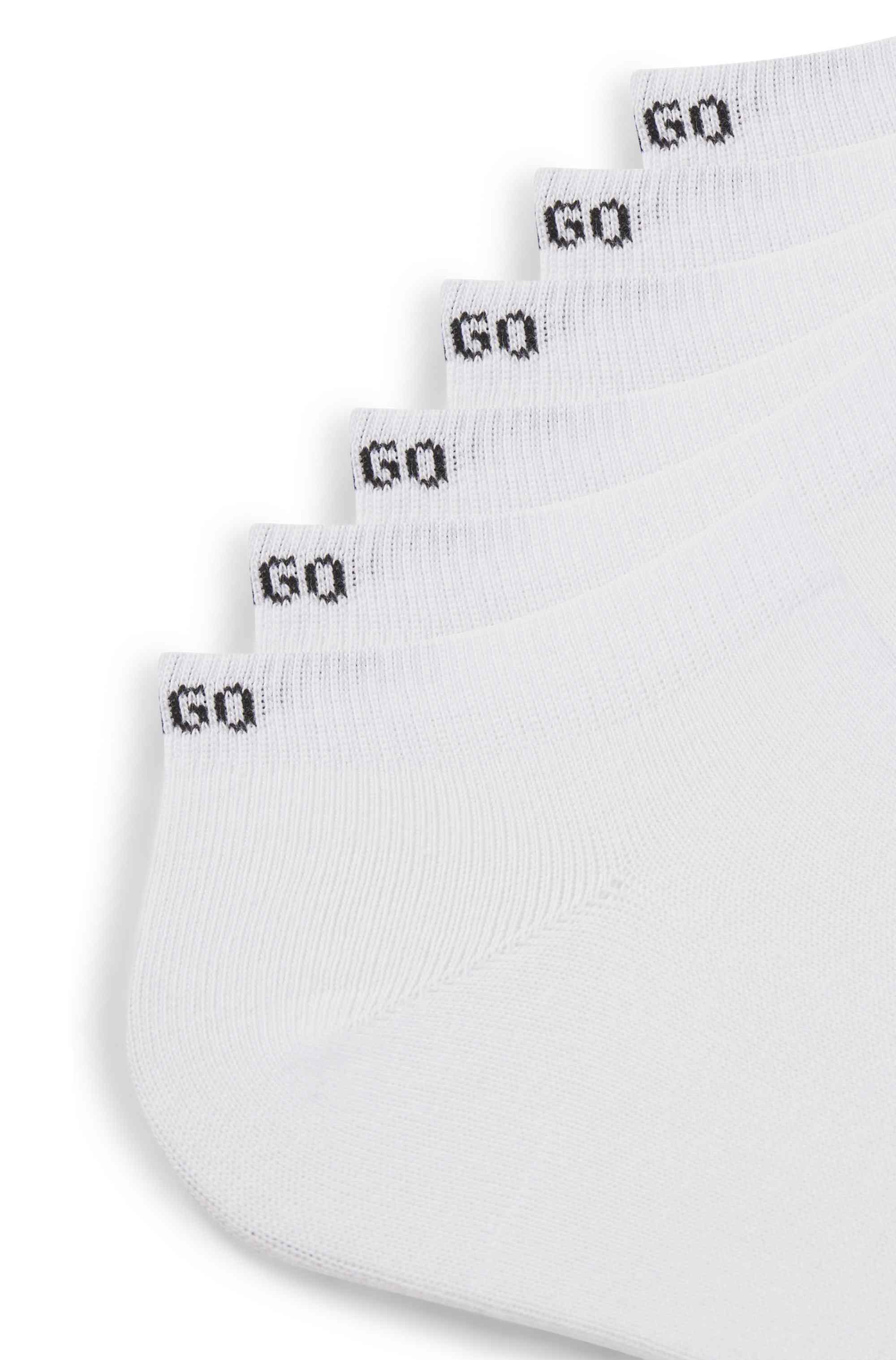 Six-pack of cotton-blend ankle socks with logos