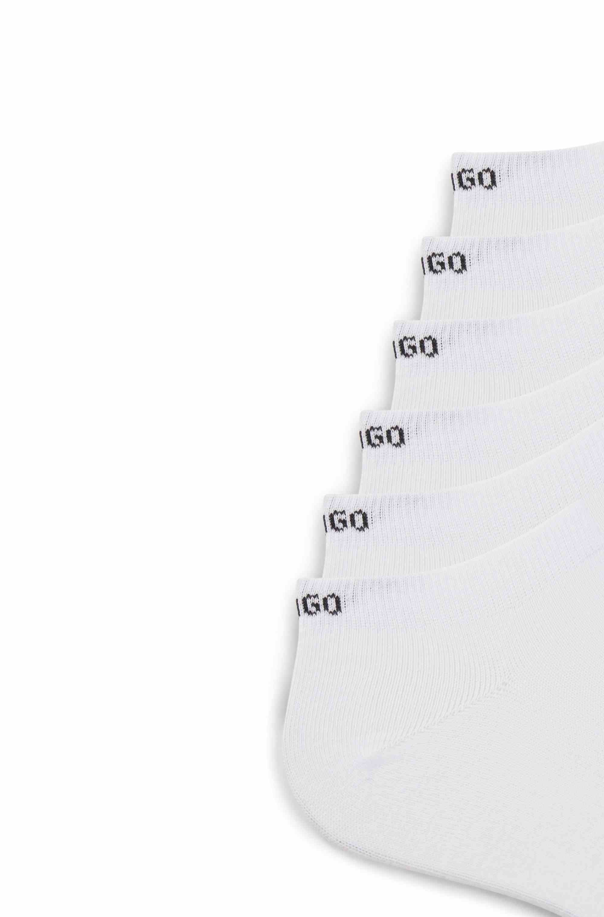 Six-pack of cotton-blend ankle socks with logos
