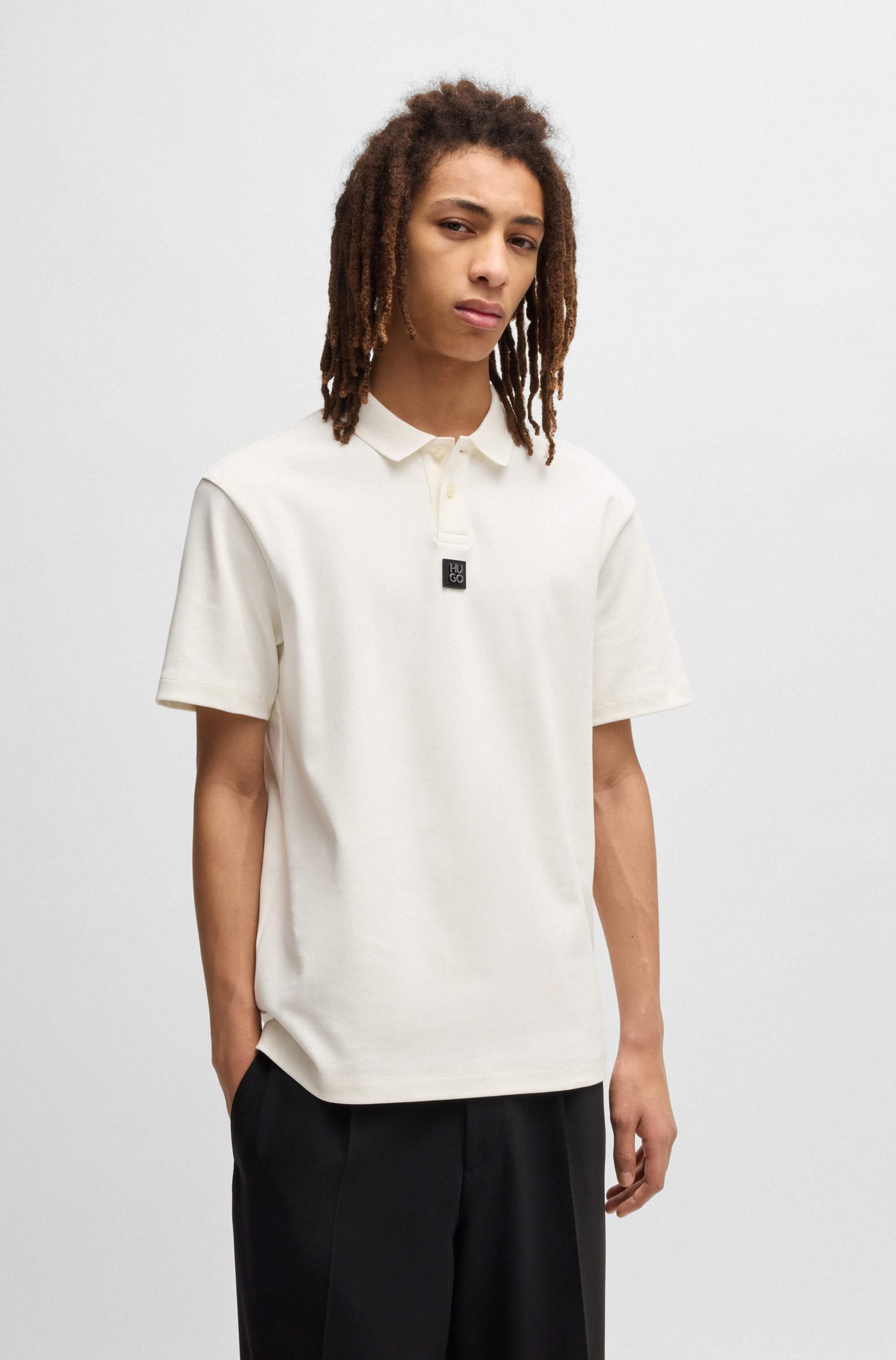 Interlock-cotton polo shirt with stacked logo