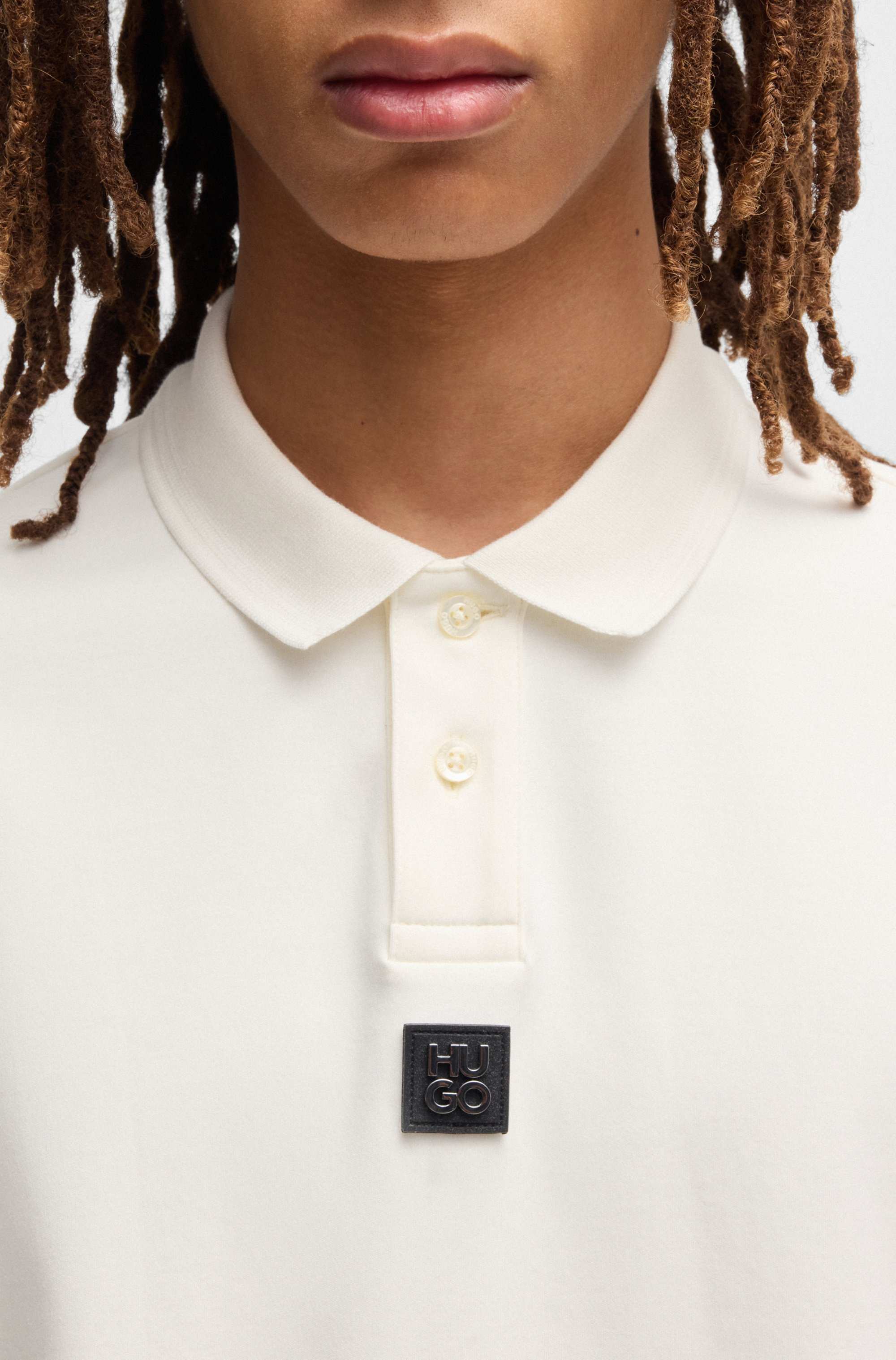 Interlock-cotton polo shirt with stacked logo