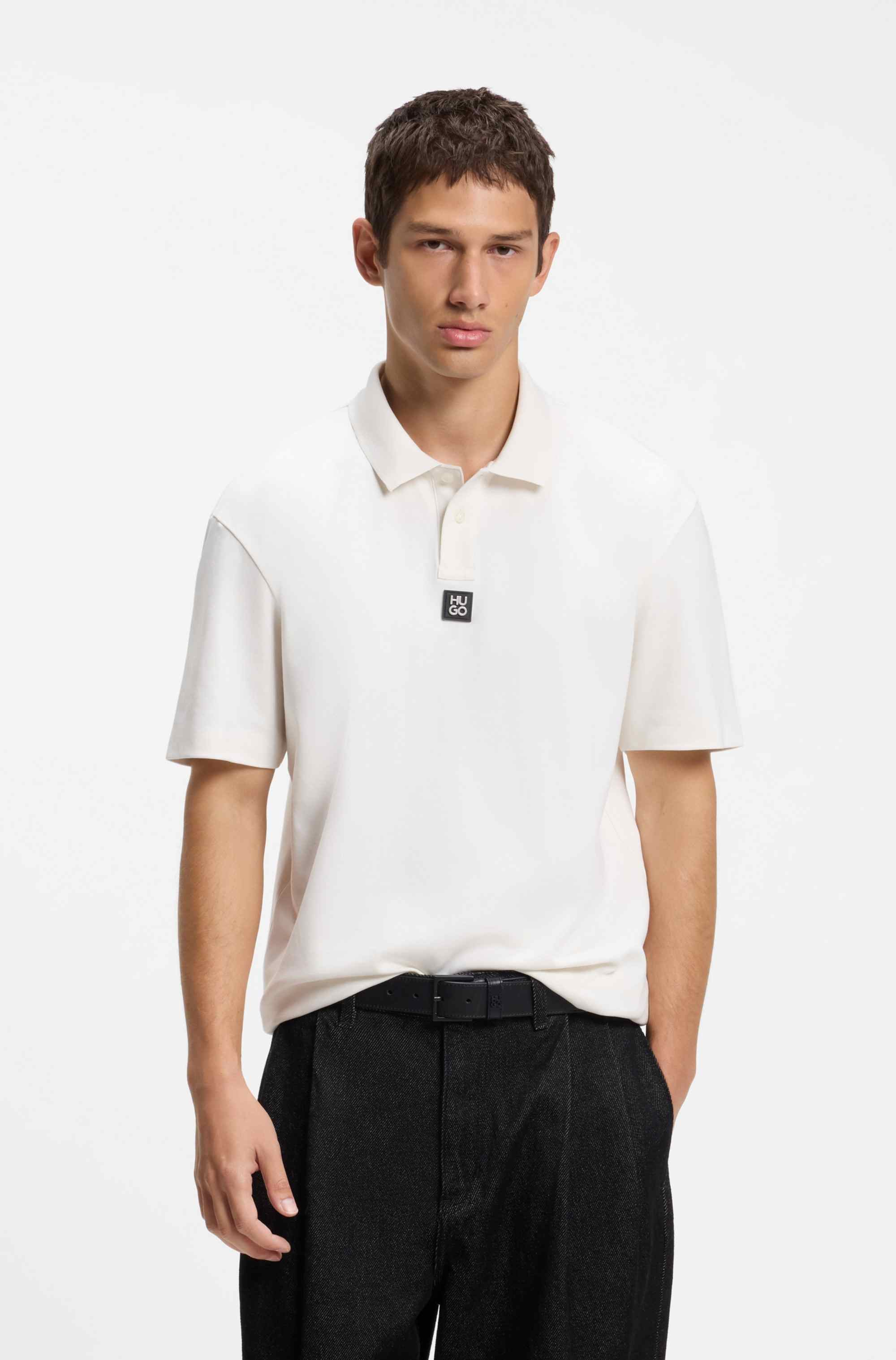 Interlock-cotton polo shirt with stacked logo