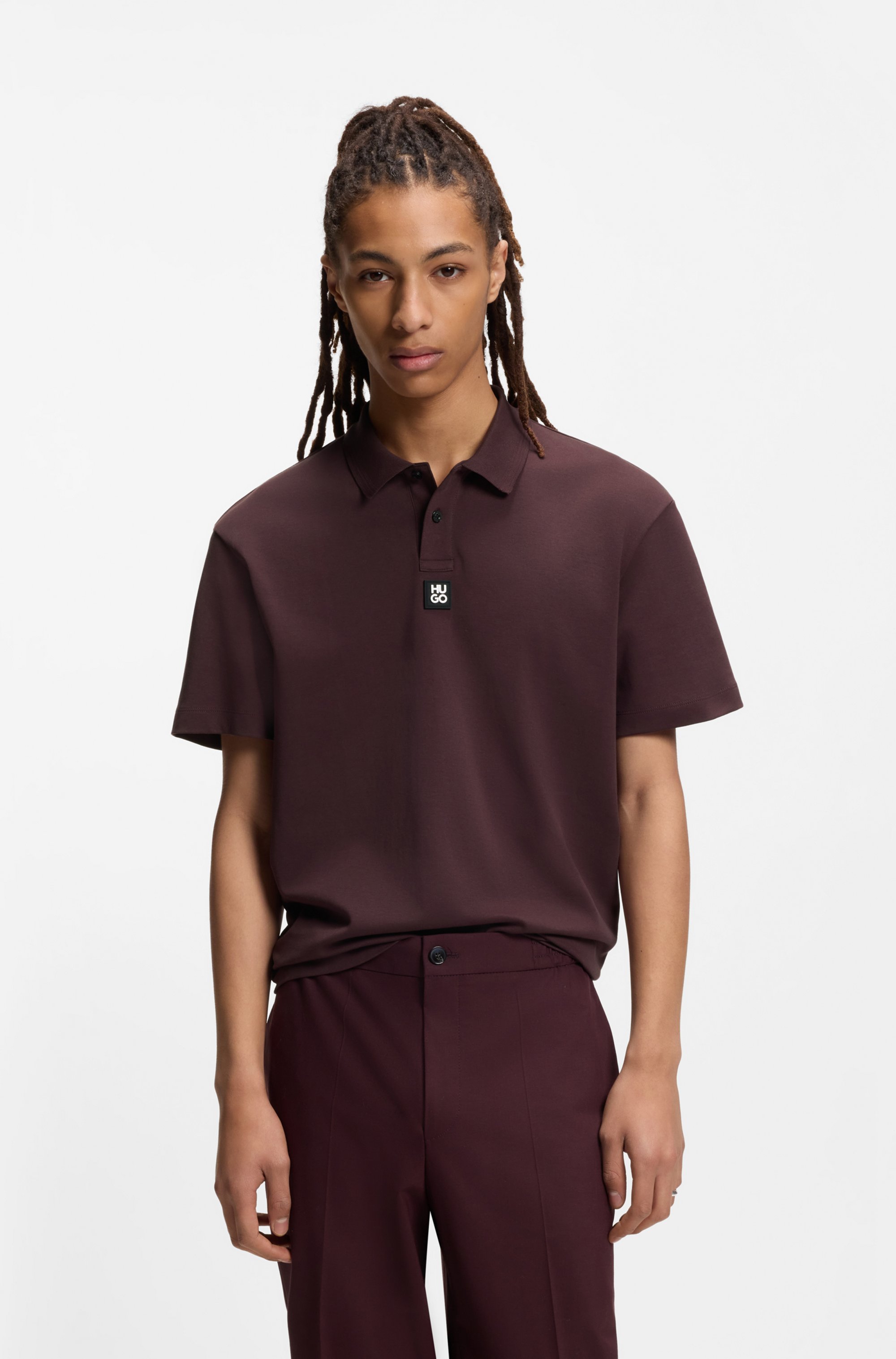 Interlock-cotton polo shirt with stacked logo