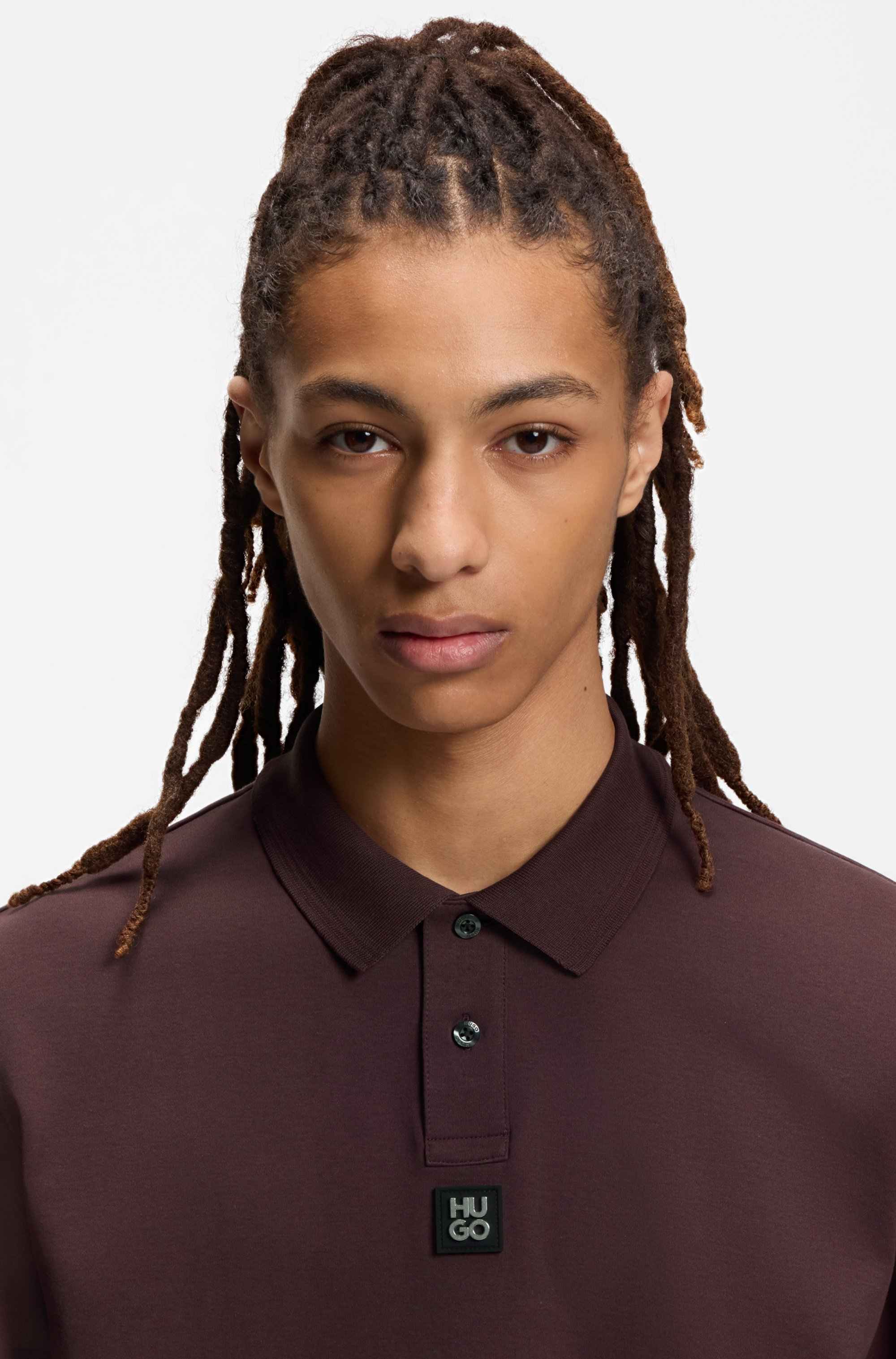 Interlock-cotton polo shirt with stacked logo