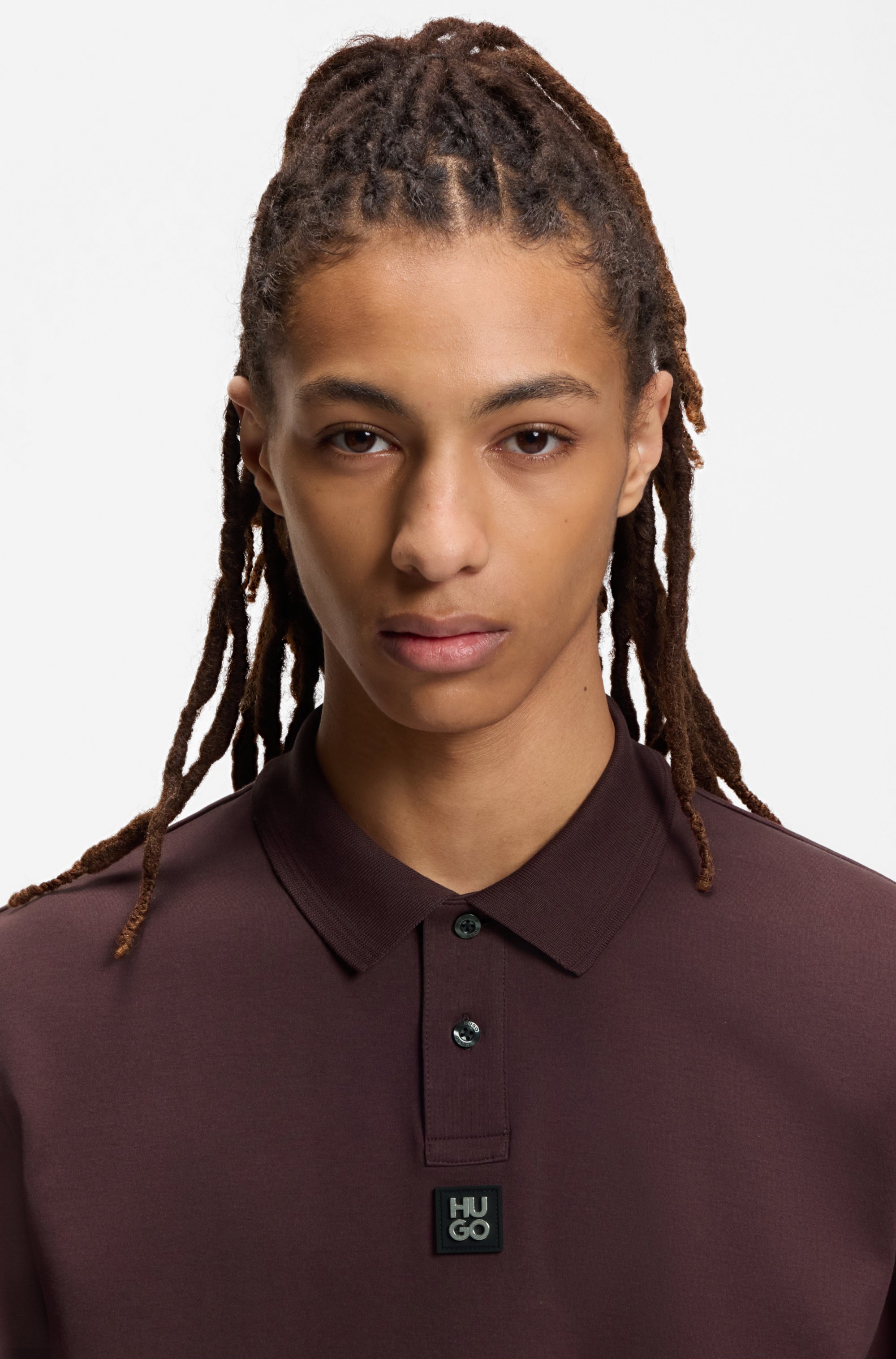 Interlock-cotton polo shirt with stacked logo